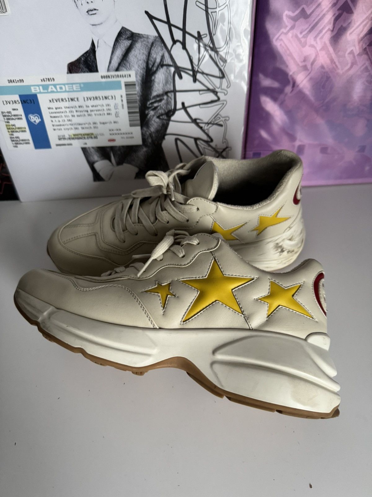 Gucci Gucci Rhyton Star Leather Sneakers Cream Yellow Luxury Size US 8.5 / EU 41-42 - 3 Thumbnail