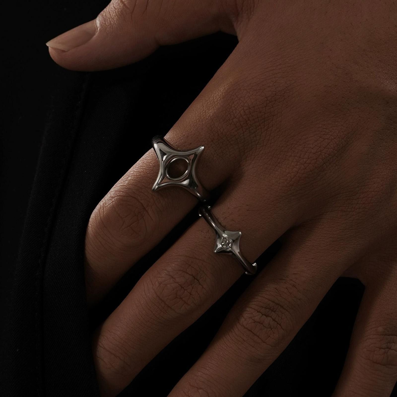 Jewelry Silver Geometric Modern Rings, Unique Statement Jewelry Size ONE SIZE - 5 Thumbnail