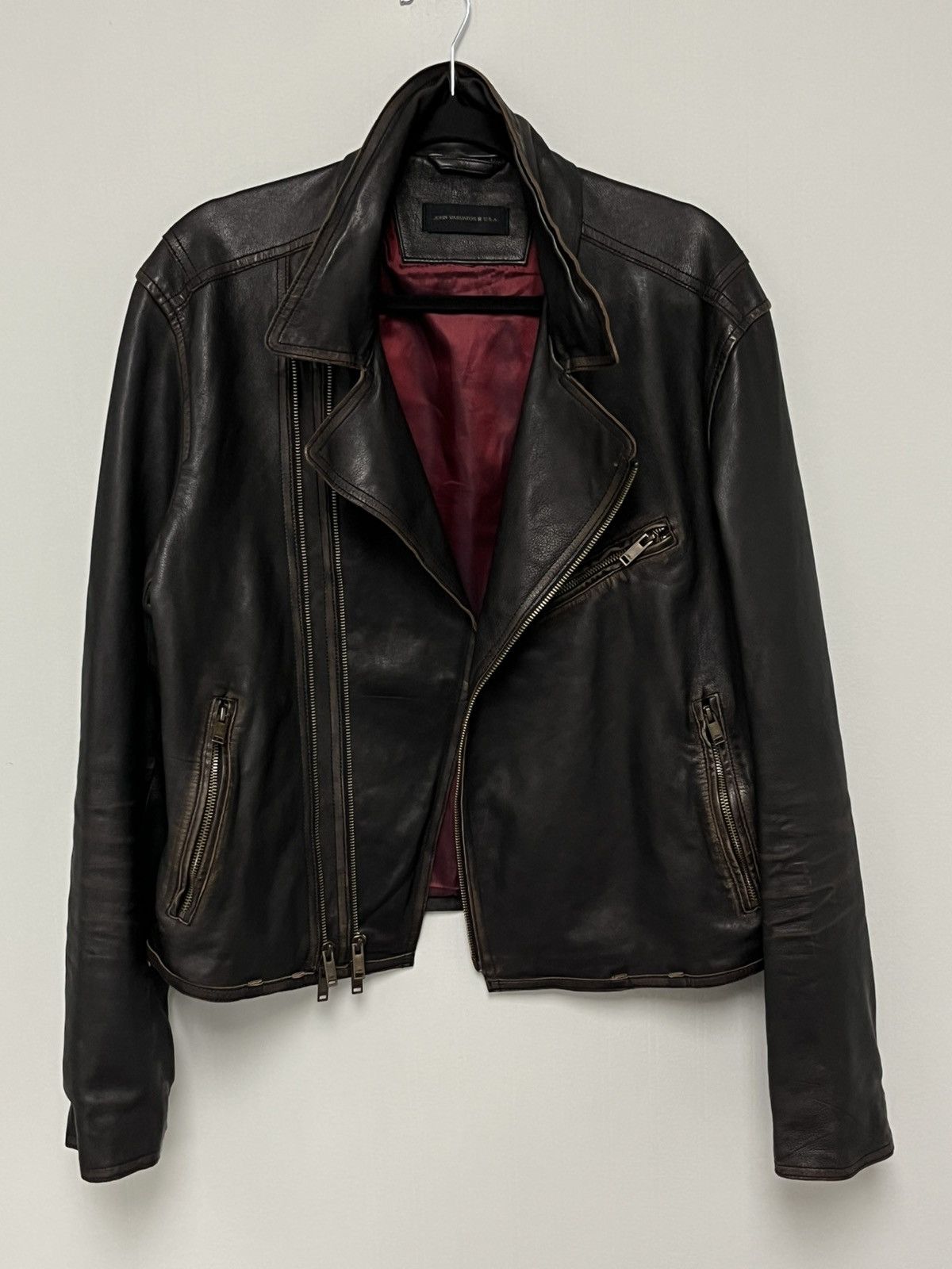 John Varvatos Asymmetrical leather biker jacket. Size US L / EU 52-54 / 3 - 3 Thumbnail