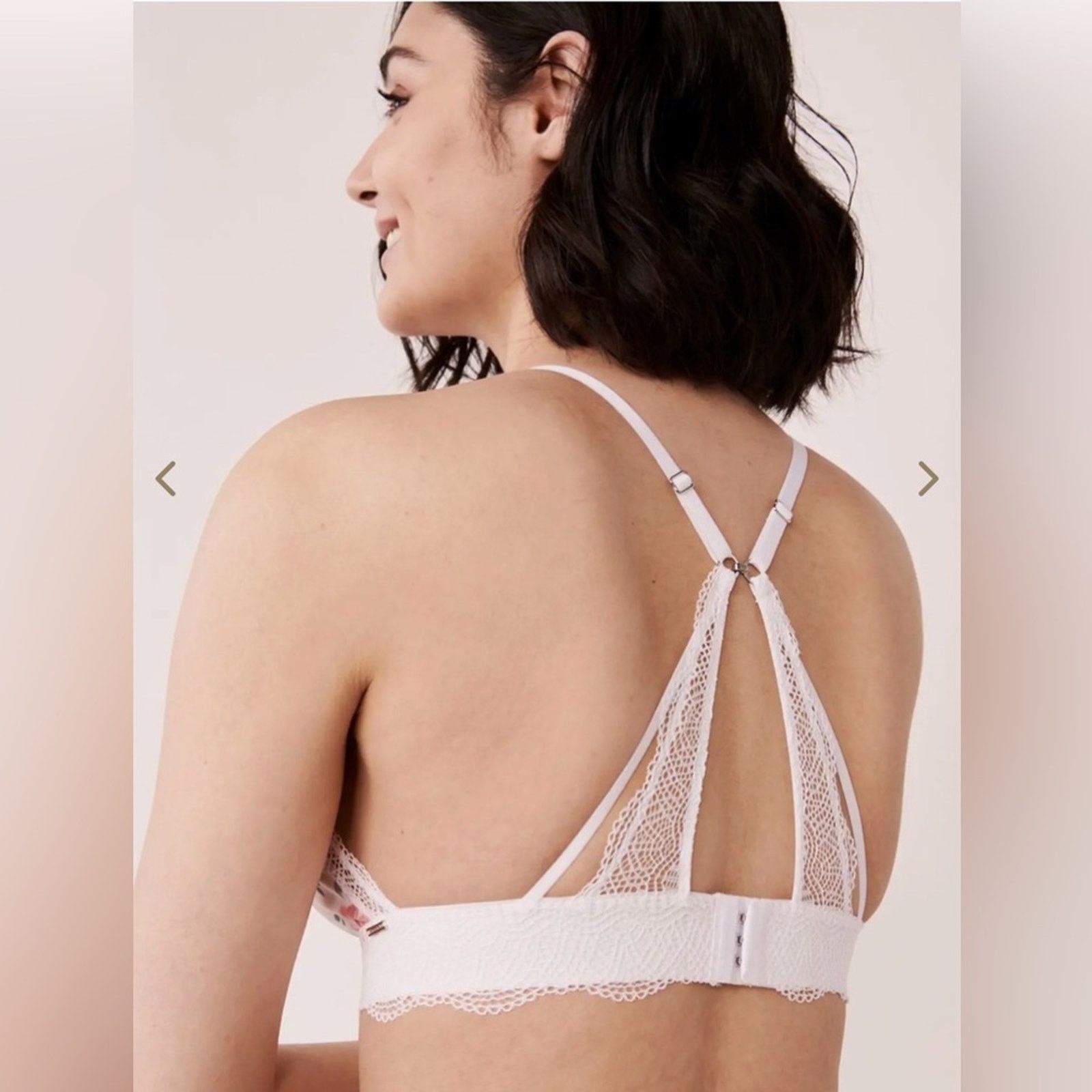 Other Floral Lace Bra in White and Pink Panties. Bra M panties S Size ONE SIZE - 3 Thumbnail