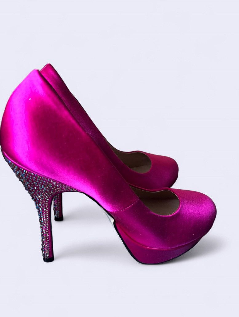 Steve Madden Steve Madden Pink Fuchsia High Heels with Rhinestones Size US 10.5 / IT 40.5 - 1 Thumbnail