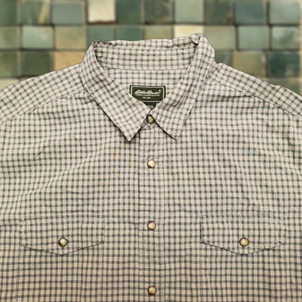 Eddie Bauer VINTAGE Eddie Bauer Shirt Mens 2XL Green Plaid Pearl Snap Long Sleeve Western Shirt Mens XXL Green Plaid Pearl Snap Long Sleeve Western Size US XXL / EU 58 / 5 - 1 Thumbnail