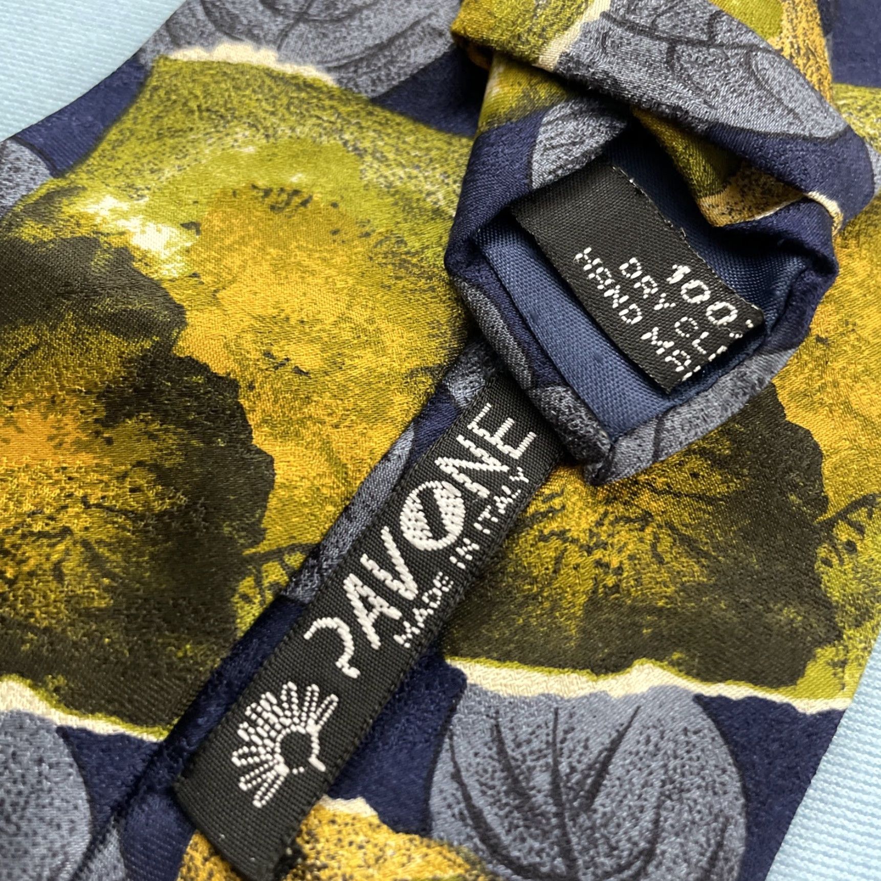 Vintage VINTAGE Pavone Tie Men's Adult One Size Silk Geometric Floral Patchwork Italy 57"-60" Wide Black Blue Green 1990s Cap­sule Necktie 4x56" Size ONE SIZE - 4 Thumbnail