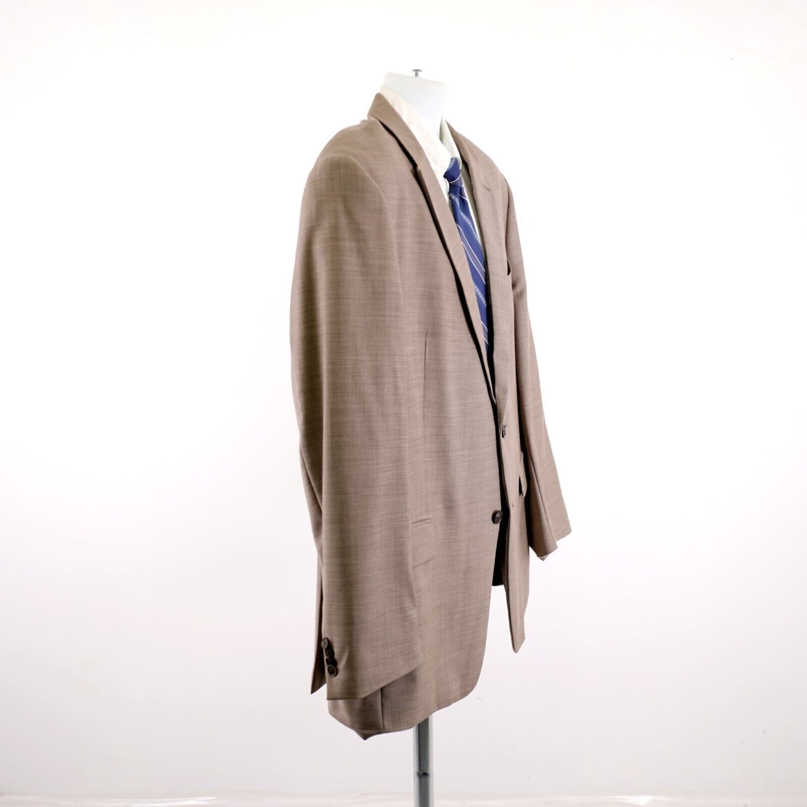 Tommy Hilfiger Tommy Hilfiger Brown Tan Sharkskin Wool 44R 2 Button Blazer Size 44R - 7 Thumbnail