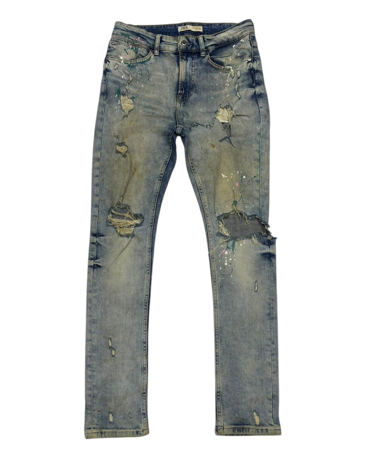 Yasuyuki Ishii Ripped THRASHED Distress Painter Acid Wash Zara Skinny Jeans Size US 30 / EU 46 - 7 Thumbnail
