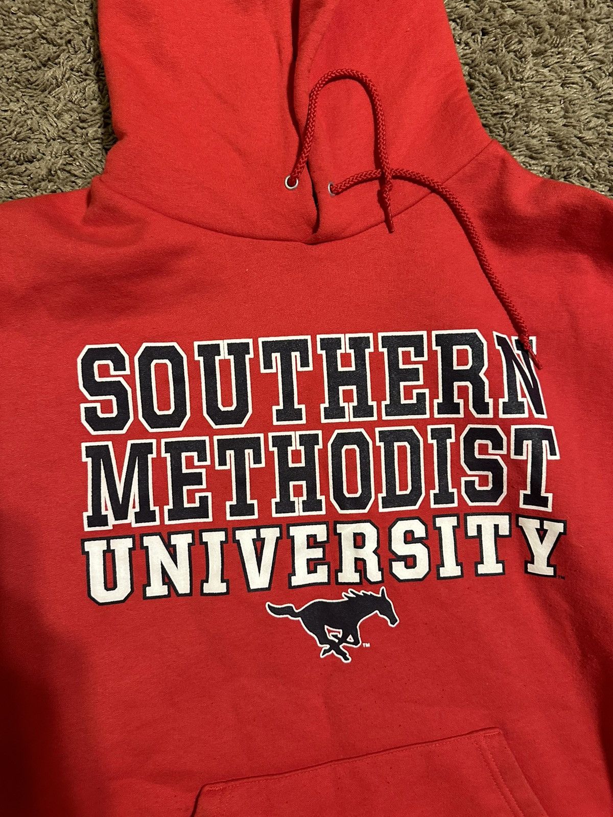 NCAA × Vintage Vintage Champion NCAA SMU Mustangs hoodie 00s size medium Size US M / EU 48-50 / 2 - 2 Thumbnail