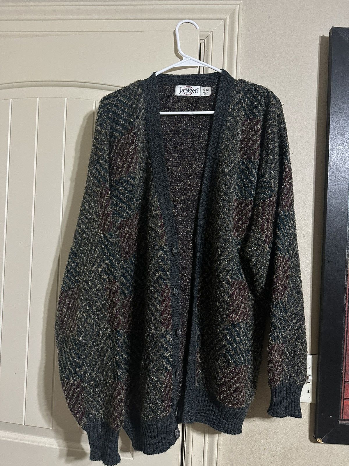 image of Jantzen x Vintage 90's Cardigan Sweater in Green, Men's (Size XL)