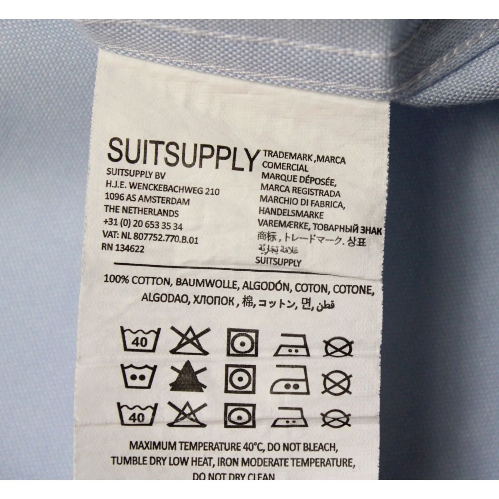 Suitsupply SUITSUPPLY Formal Shirt Men's Try On Slim Fit Spread Neck Button Blue 41L / 16L Size 42R - 6 Thumbnail