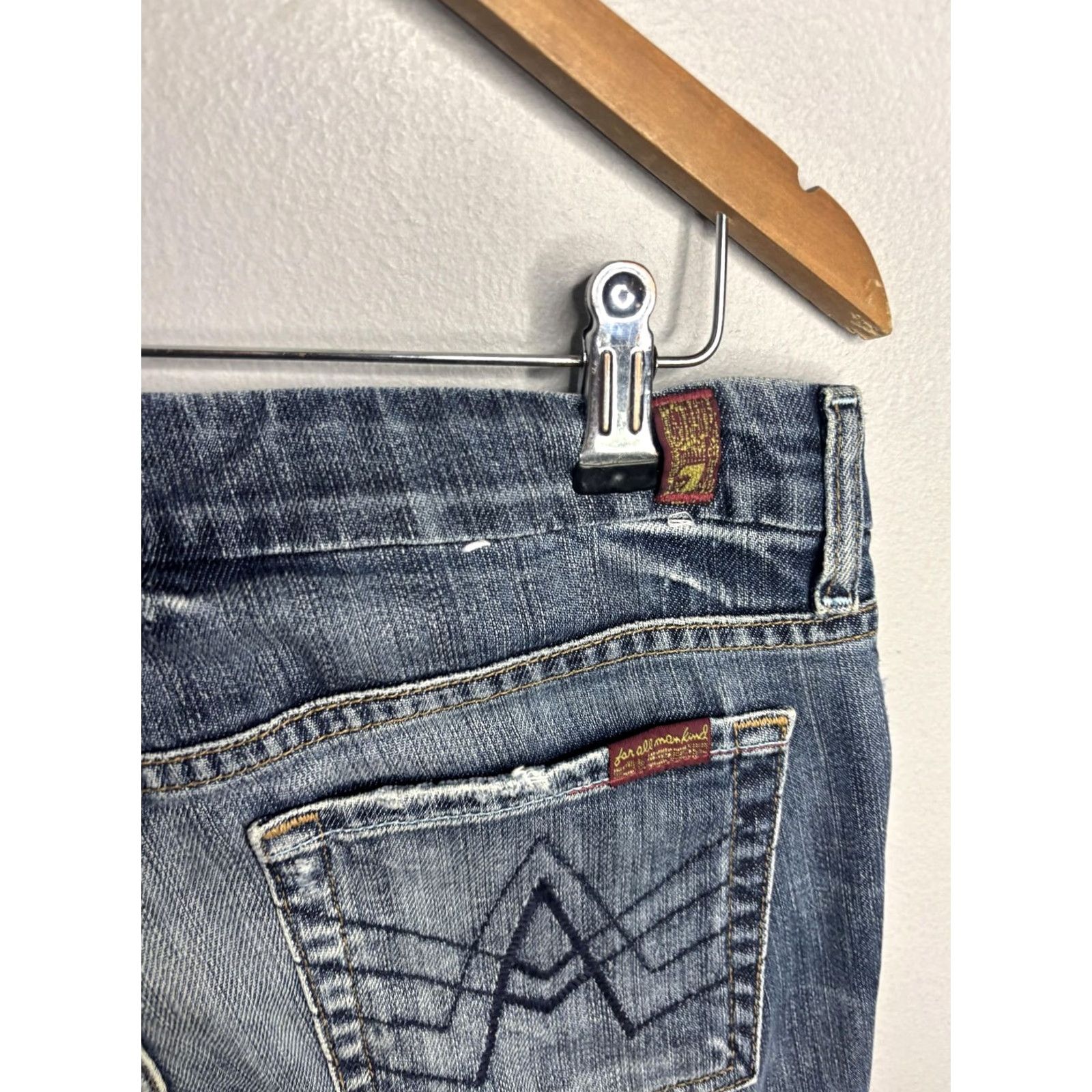 7 For All Mankind 7 For All Mankind Jeans Womens 28 Blue A Pocket Flare Distressed Denim Size 28" / US 6 / IT 42 - 3 Thumbnail