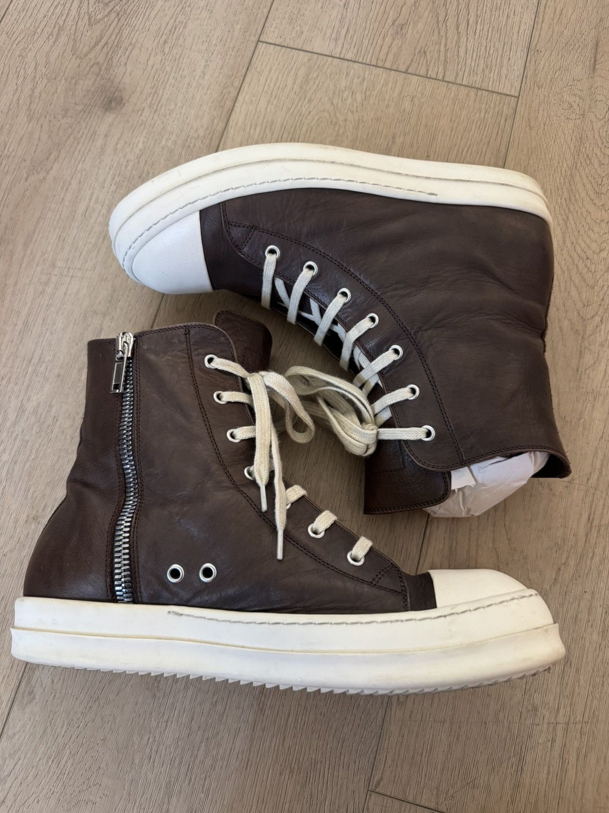Rick Owens Brown Leather Mainline Ramones 43 Size US 10 / EU 43 - 2 Thumbnail