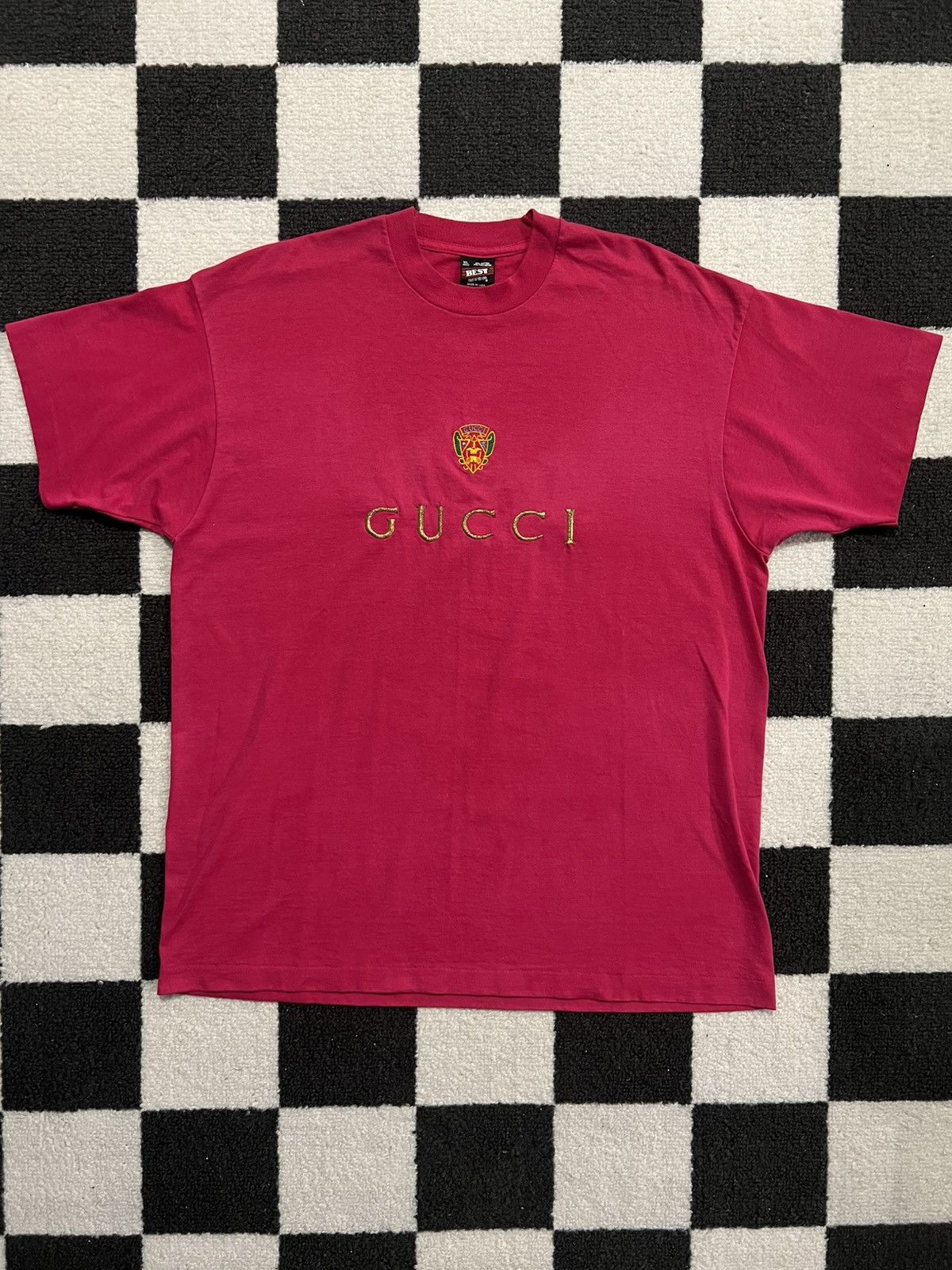 Vintage Vintage 90's Gucci Bootleg Embroidered Tee Size US XL / EU 56 / 4 - 1 Thumbnail