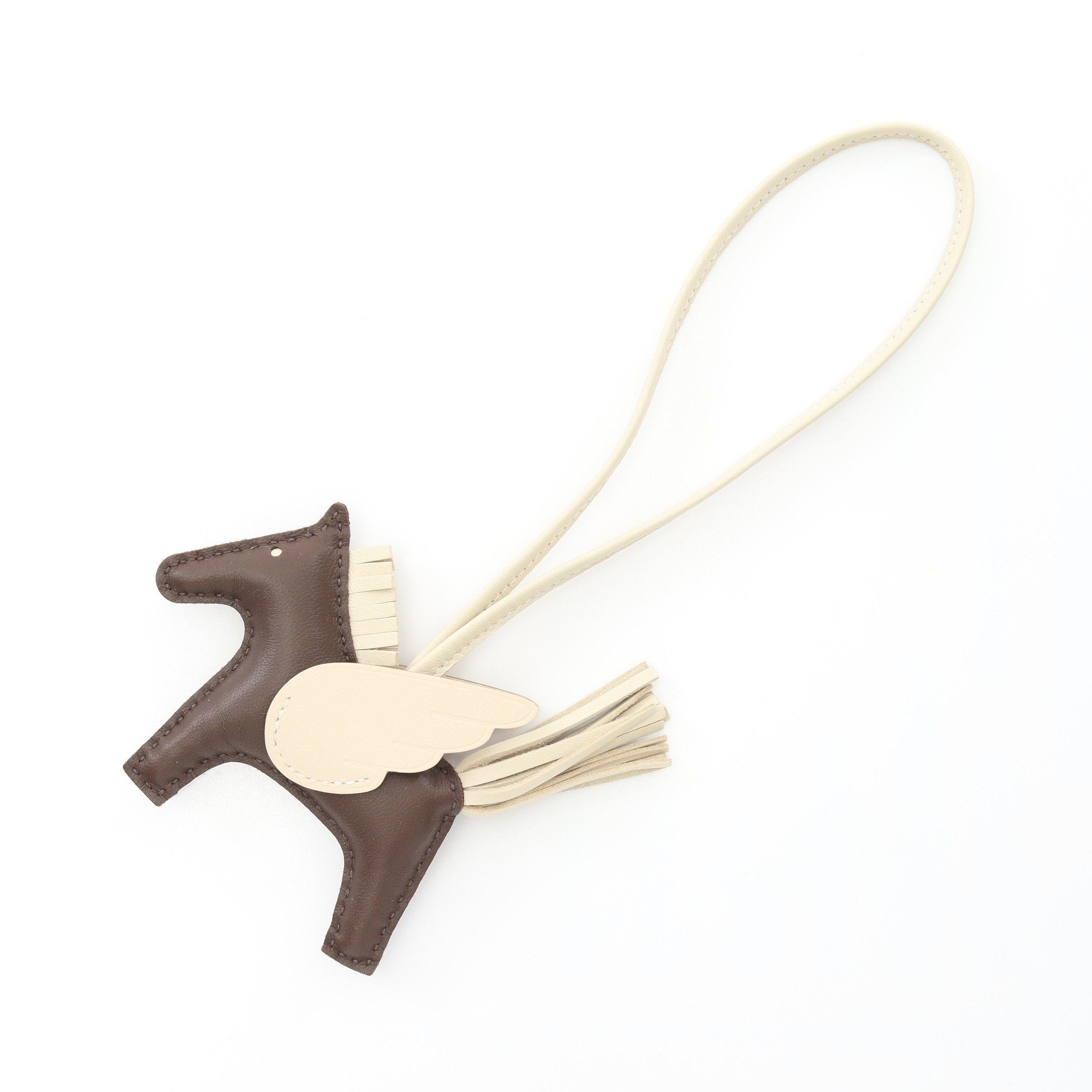 Hermes Hermes Rodeo Pegasus Pm Chocolate Kure Bag Charm Aagneau Veau Swift Dark Brown Off White Double Engraved Size ONE SIZE - 1 Thumbnail