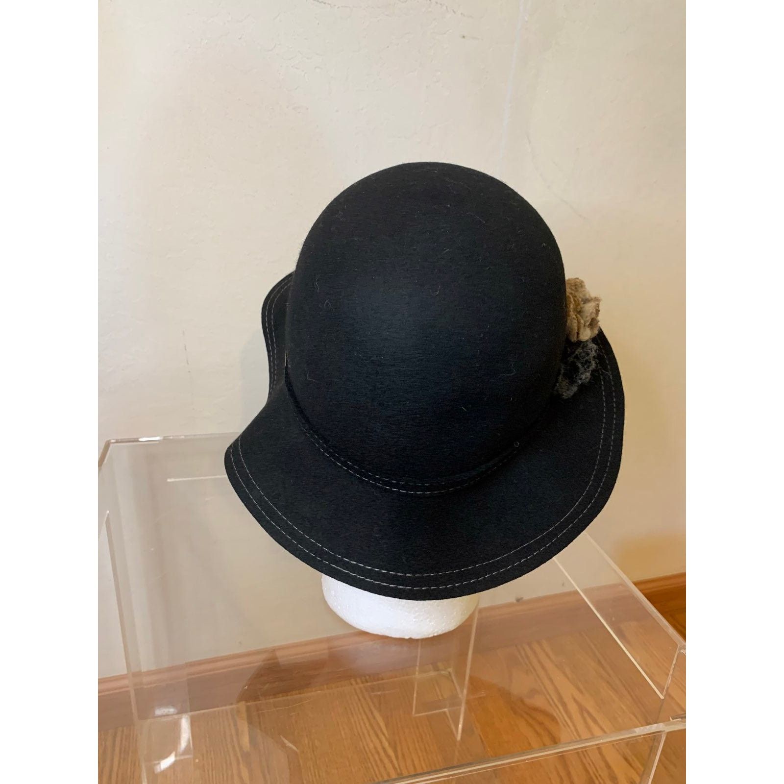 Other Black Fedora Hat with Flower Size ONE SIZE - 5 Thumbnail