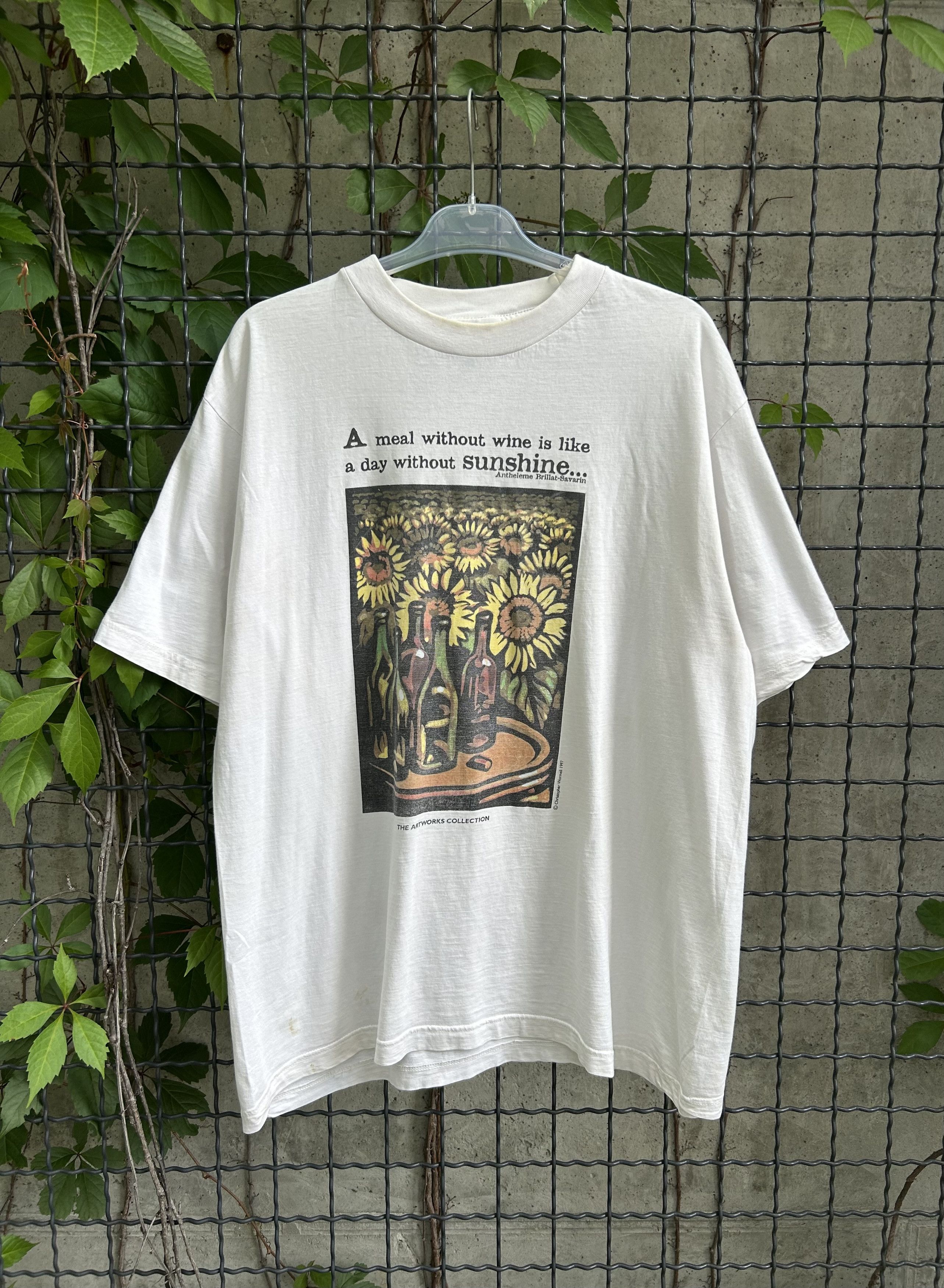 Vintage 1997 Christopher Wormell Wine and Sunflowers Art Tee