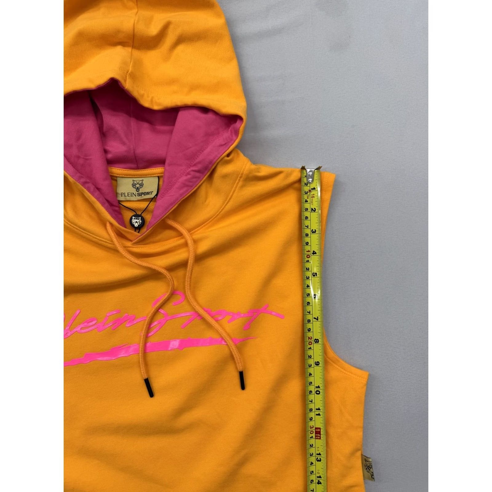Vintage Plein Sport Yellow Sleeveless Hoodie Women Logo Tiger Print Size L / US 10 / IT 46 - 6 Thumbnail