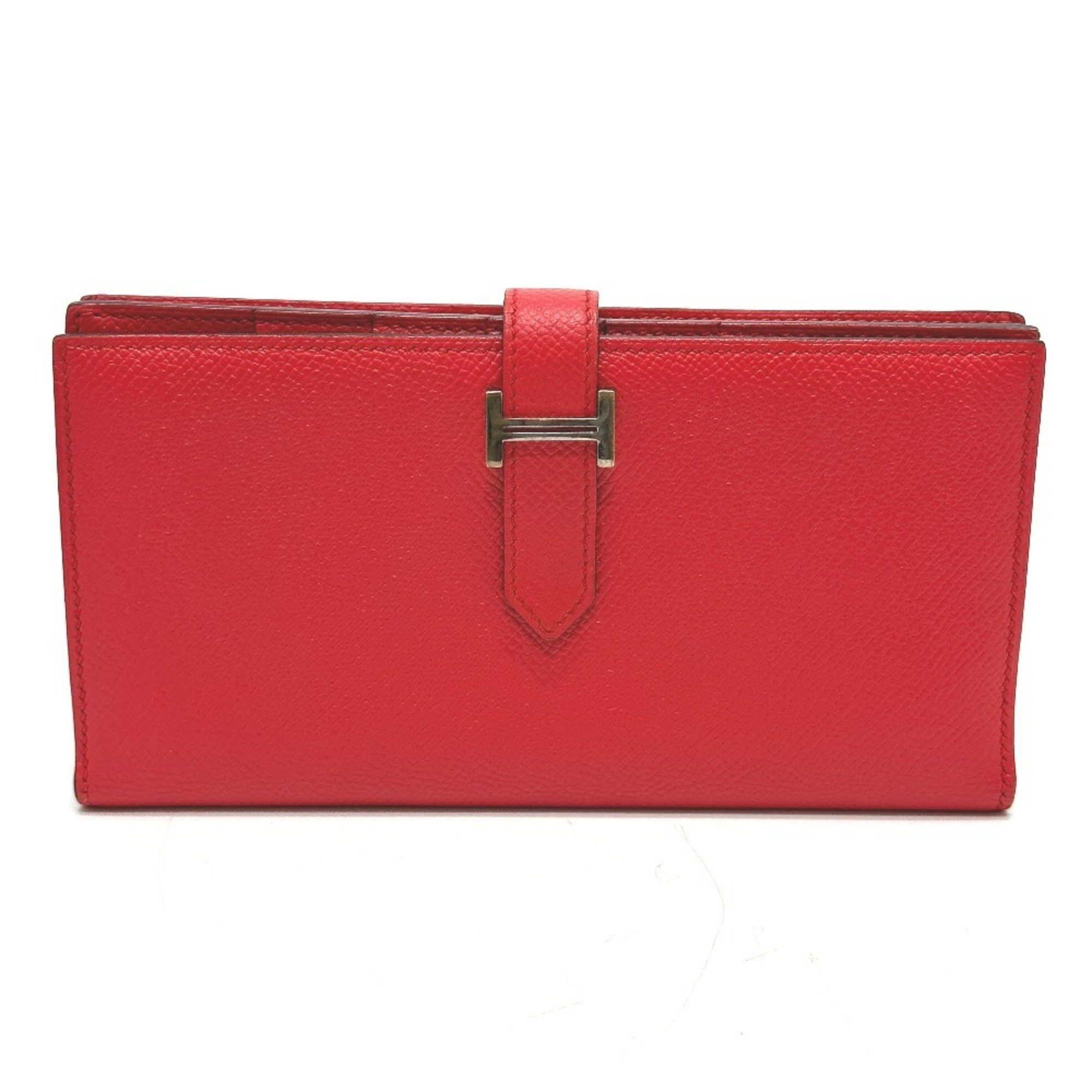 Hermes HERMES H hardware, Bearn soufflet bifold long wallet, Epson, women's, Rouge Tomato, red Size ONE SIZE - 1 Thumbnail
