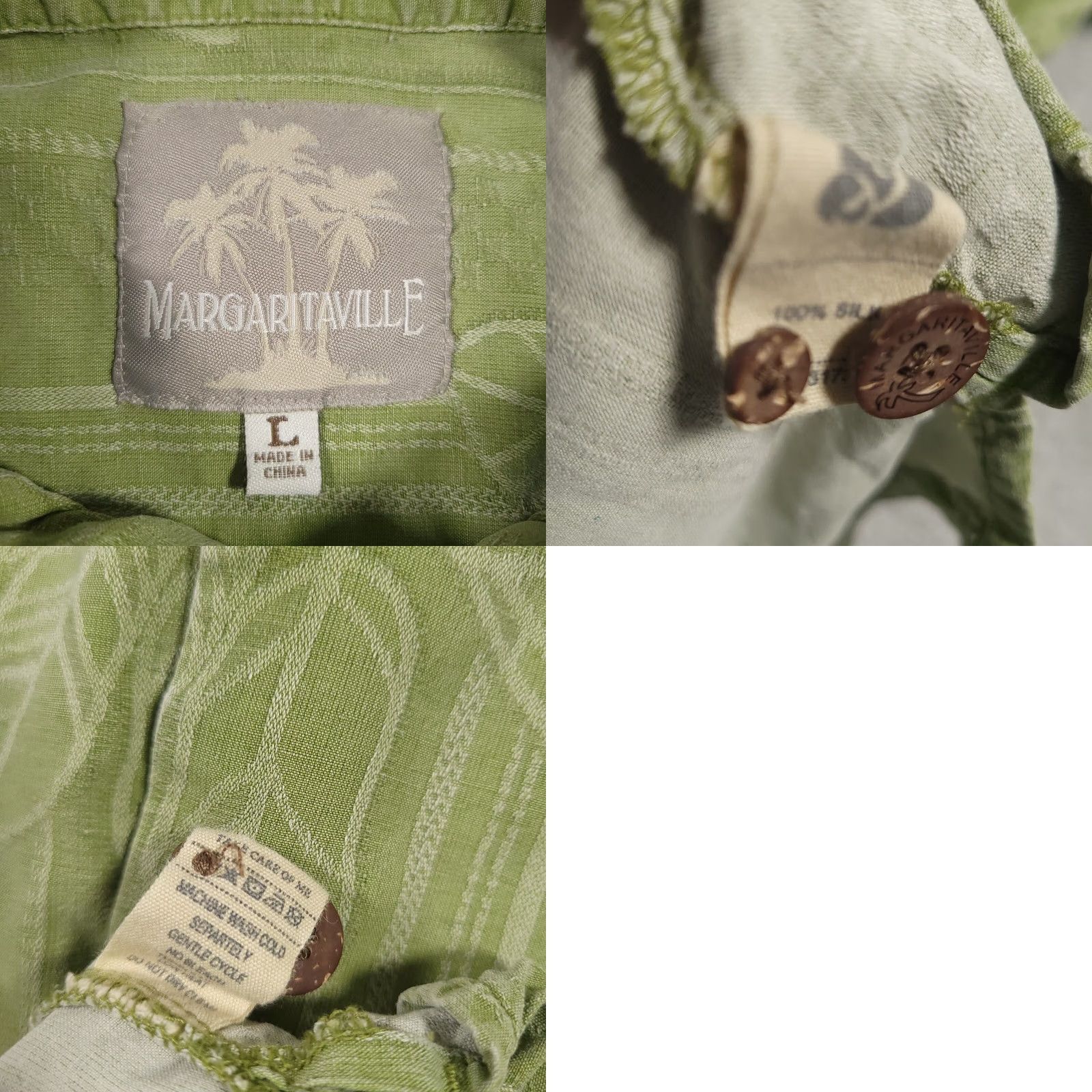Vintage VINTAGE Margaritaville Button Up Hawaiian Shirt Mens L Green Silk Beach Palm Leaf Collared Short Sleeve Casual Travel Deco Size US L / EU 52-54 / 3 - 9 Thumbnail