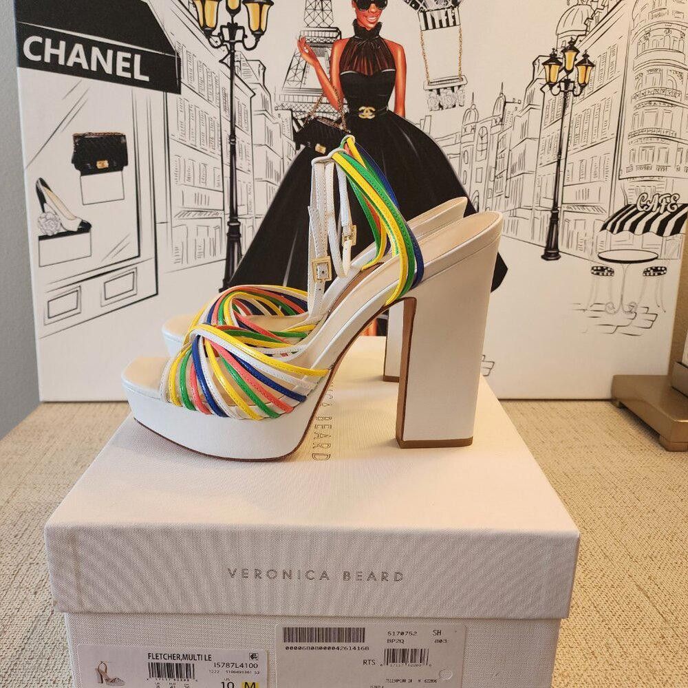 Designer Veronica Beard Fletcher Multi-Colored Sandals Size US 10 / IT 40 - 5 Thumbnail
