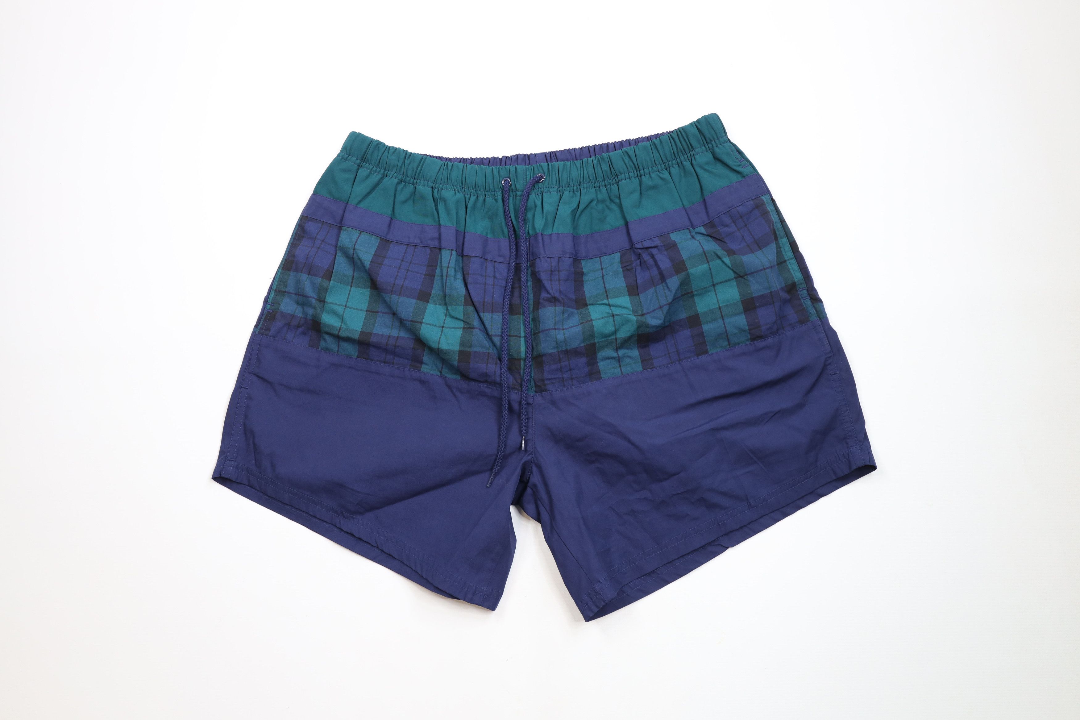 Vintage Vintage 90s Streetwear Block Plaid Lined Shorts Swim Trunks Size US 36 / EU 52 - 1 Thumbnail
