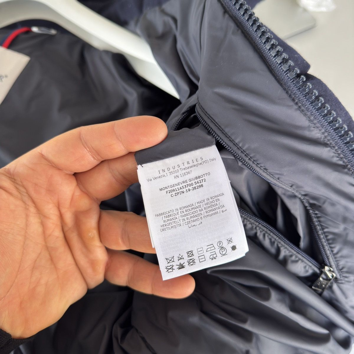 Moncler Montgenevre Hooded Wool Flannel Short Down Jacket Navy Size US XL / EU 56 / 4 - 22 Thumbnail
