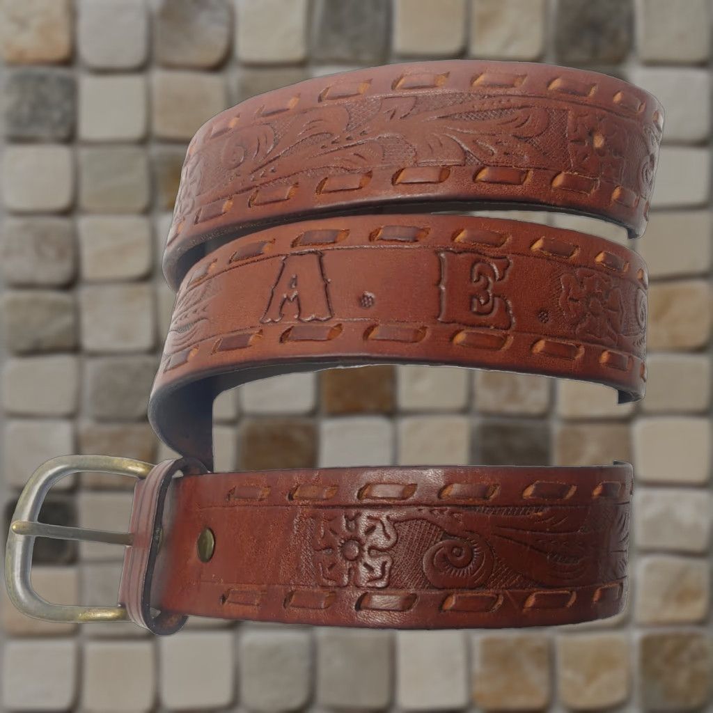American Eagle Outfitters VINTAGE American Eagle Leather Belt Unisex Adjustable Floral Boho Up to 35 inches Brown Size ONE SIZE - 1 Thumbnail