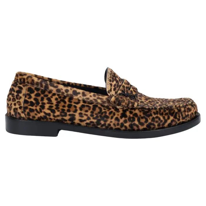 o1b1hav110824 Leopard Printed Penny Loafers in Brown