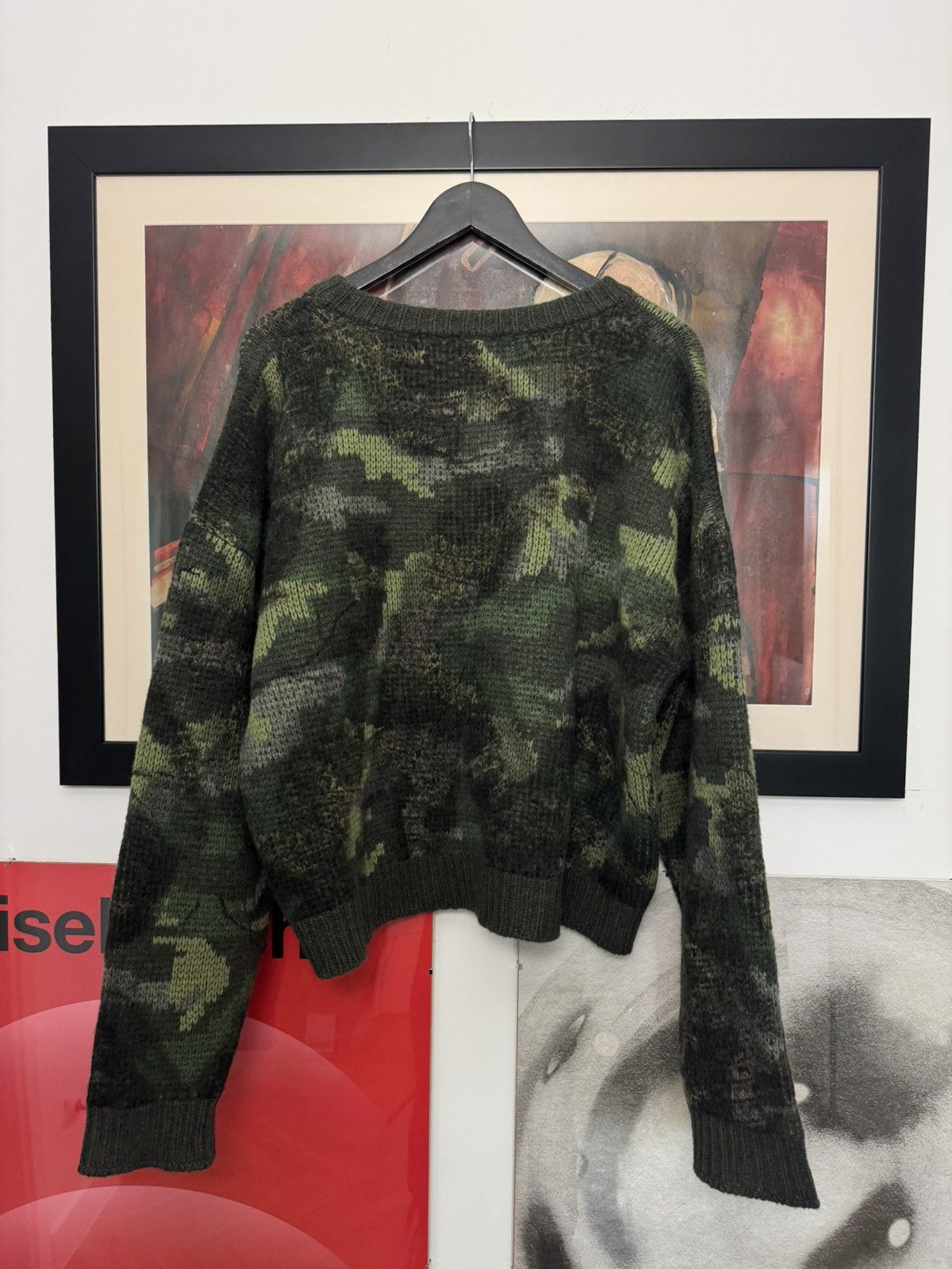 Celine Celine Paris Boxy Fit Cropped Wool Camo Designer Sweater Size US L / EU 52-54 / 3 - 2 Thumbnail
