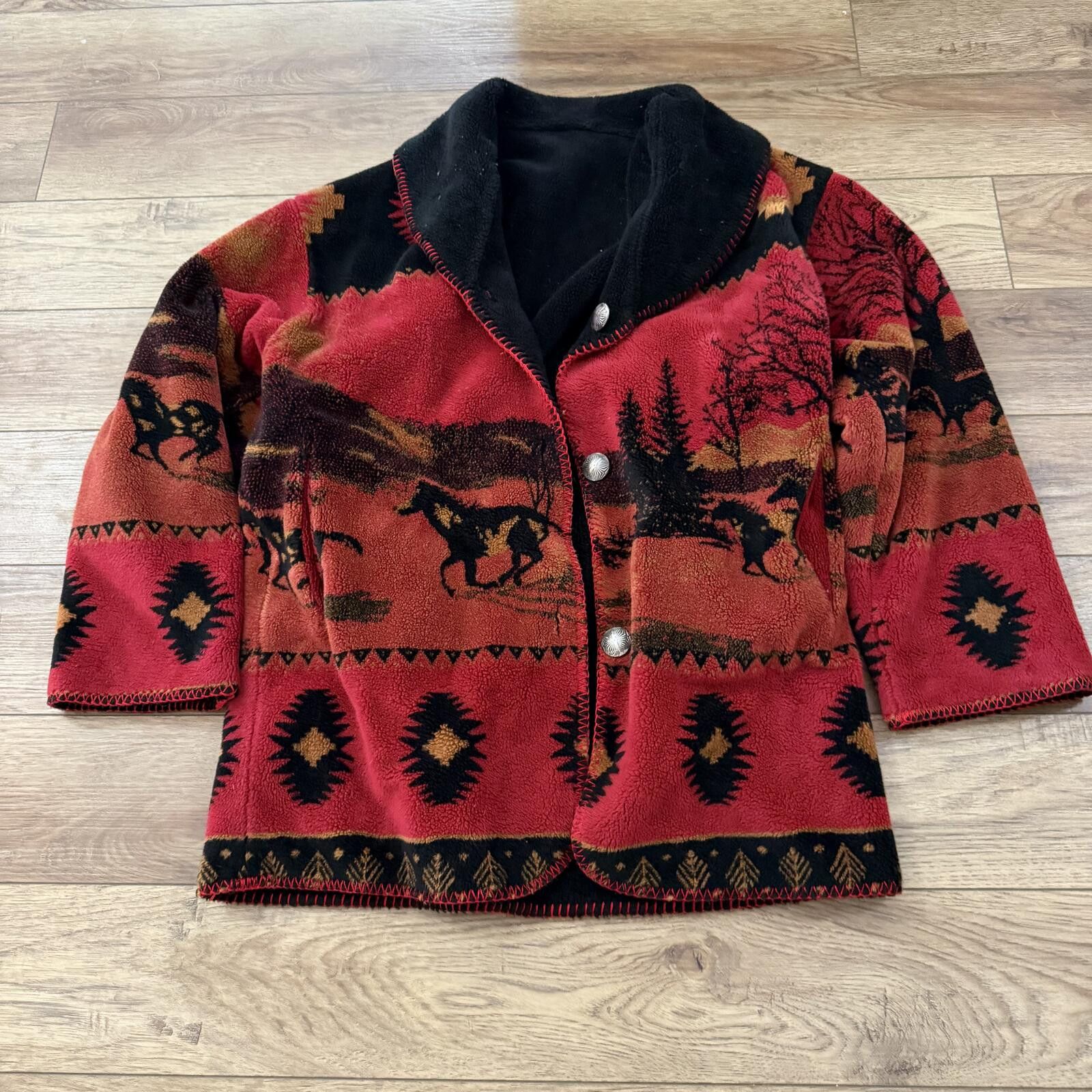 Other Vintage Southwestern Horse Animal Fleece AOP Aztec Jacket Size US L / EU 52-54 / 3 - 1 Thumbnail