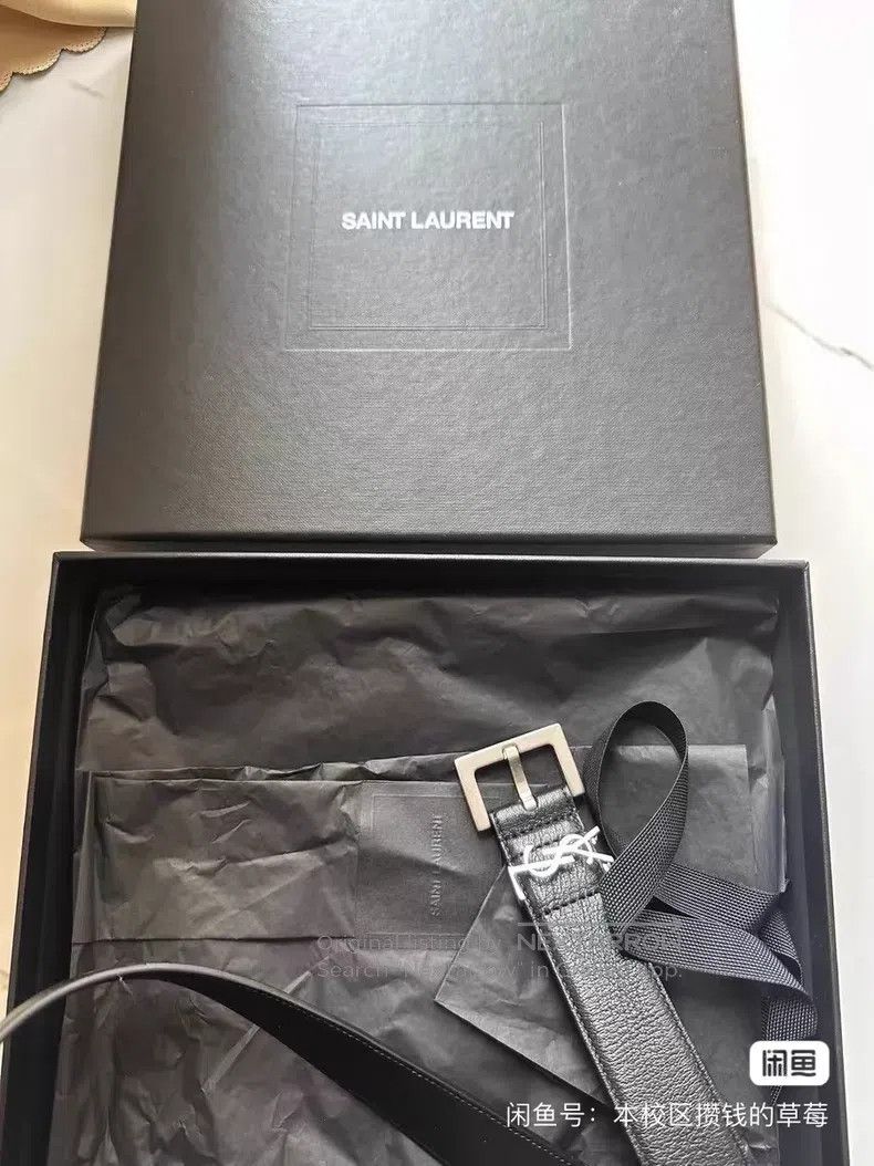 Saint Laurent Paris Saint Laurent Paris Black Silver Leather Belt i Size ONE SIZE - 1 Thumbnail