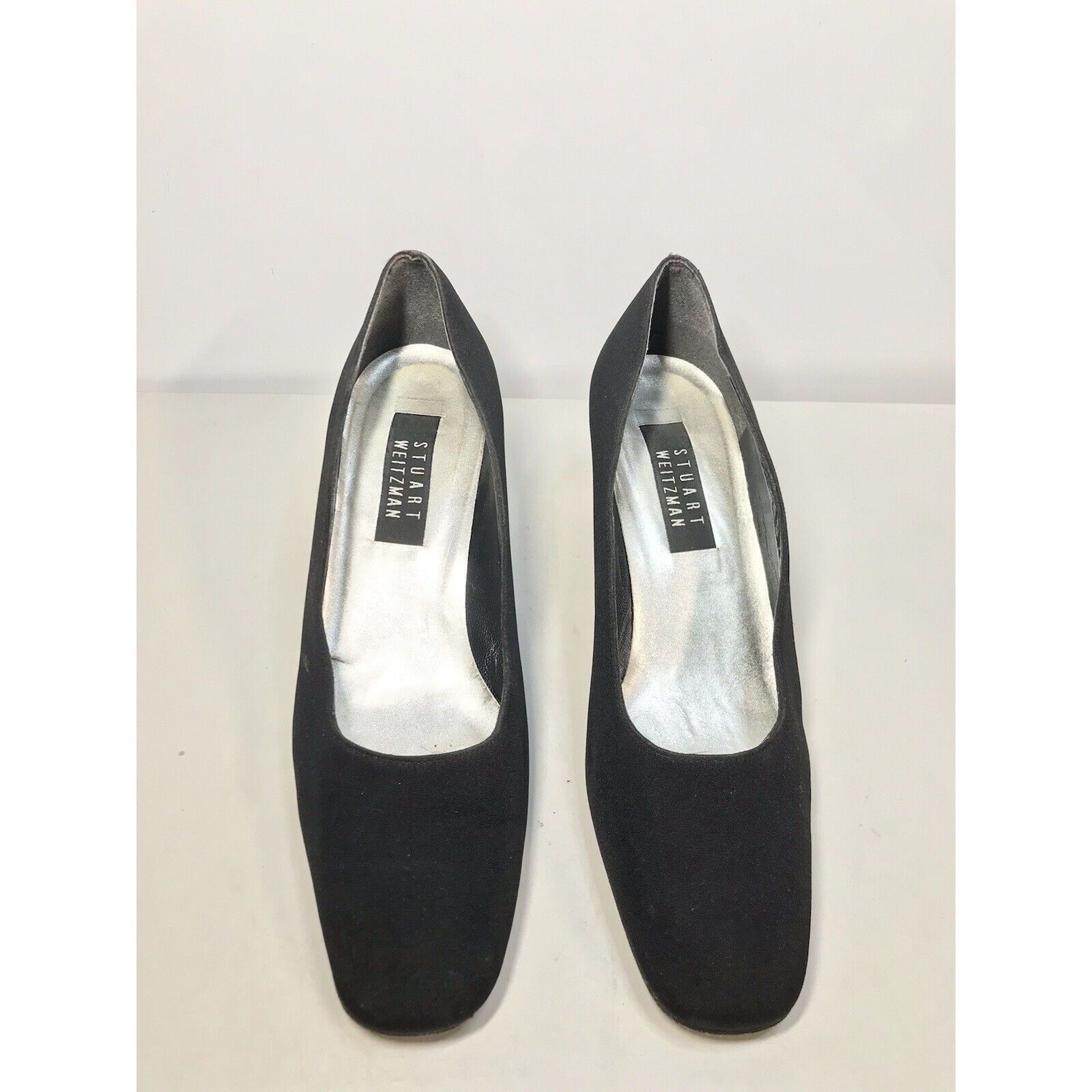 Stuart Weitzman Stuart Weitzman Black Fabric Square Toe Slip On Heels Women’ Size US 8.5 / IT 38.5 - 4 Thumbnail