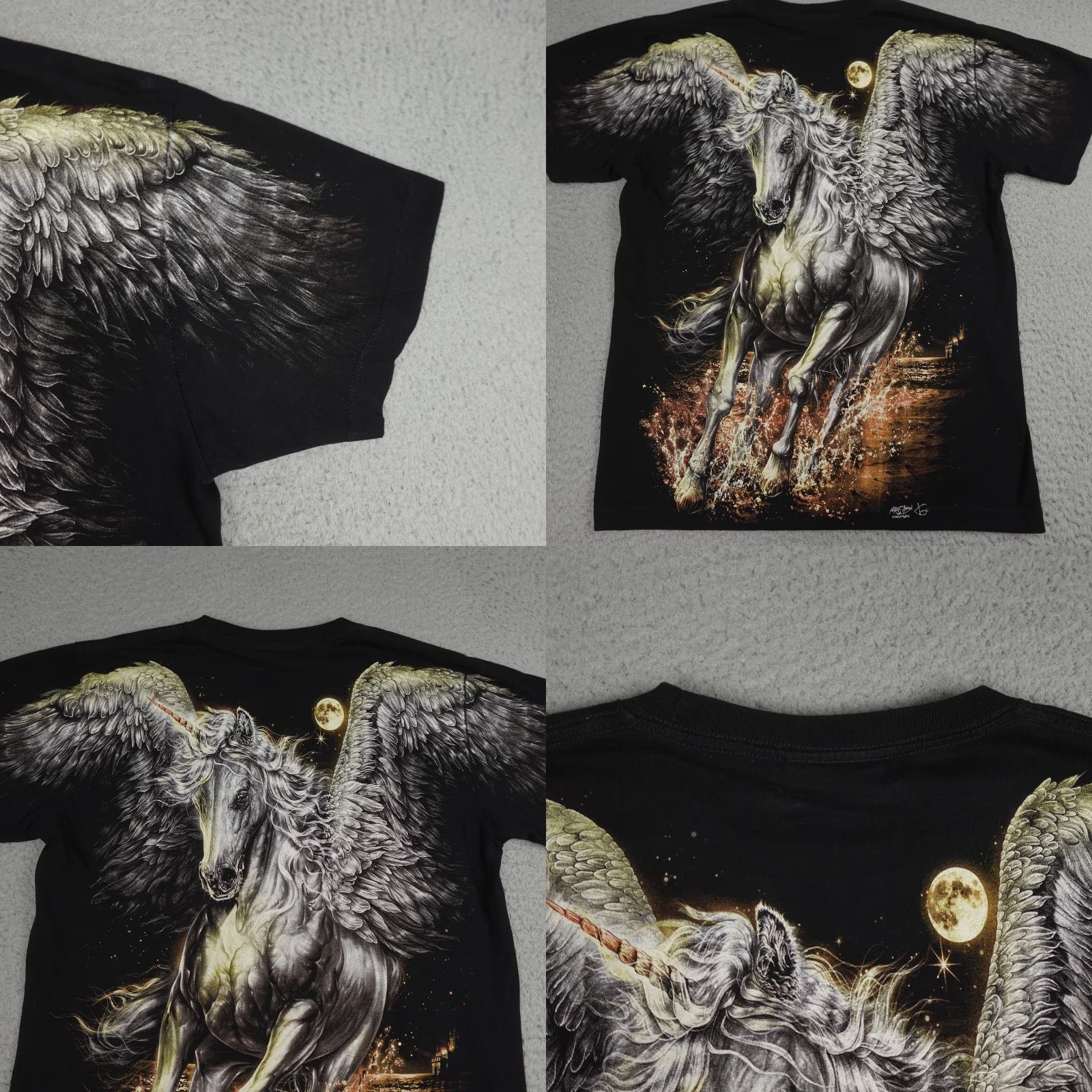 Gloverall VINTAGE Nike Shirt Mens Medium Black All Over Print Winged Unicorn Fantasy Size US M / EU 48-50 / 2 - 8 Thumbnail