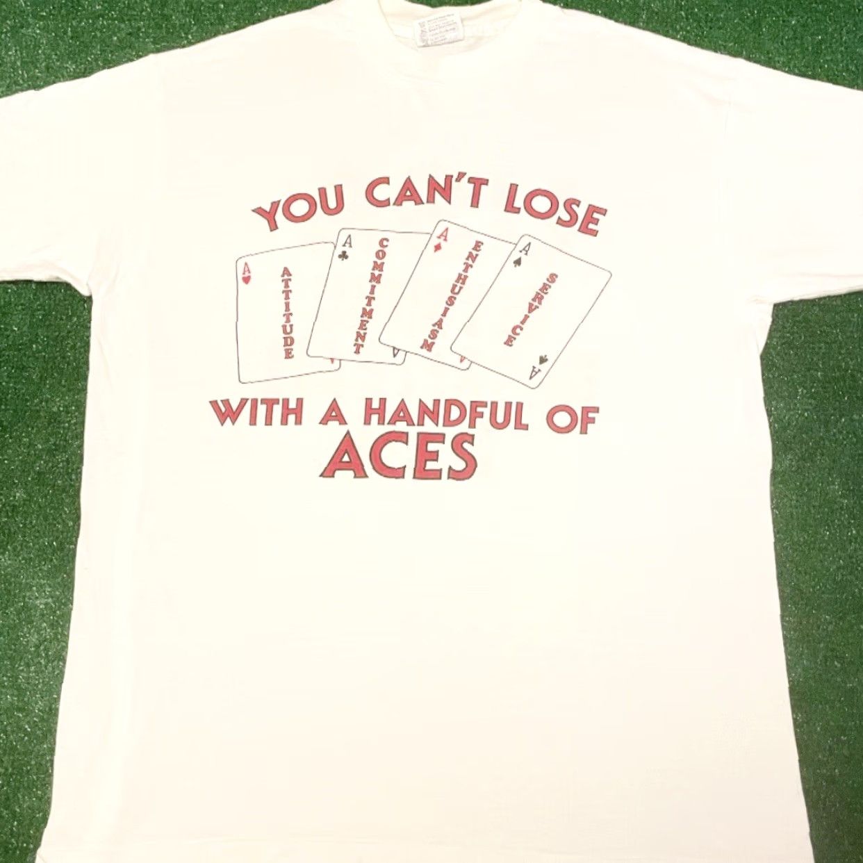 Vintage VINTAGE 90s USA Dream Team Can’t Loose Handful Of Aces Basketball VTG Shirt XL Mens White T-Shirt Size US XL / EU 56 / 4 - 4 Thumbnail