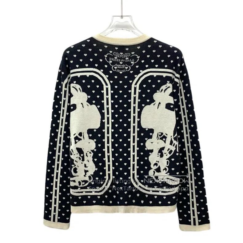 Hermes Hermes Black Heart Full-Print Cashmere Round Neck Single-B Size XS / US 0-2 / IT 36-38 - 2 Thumbnail