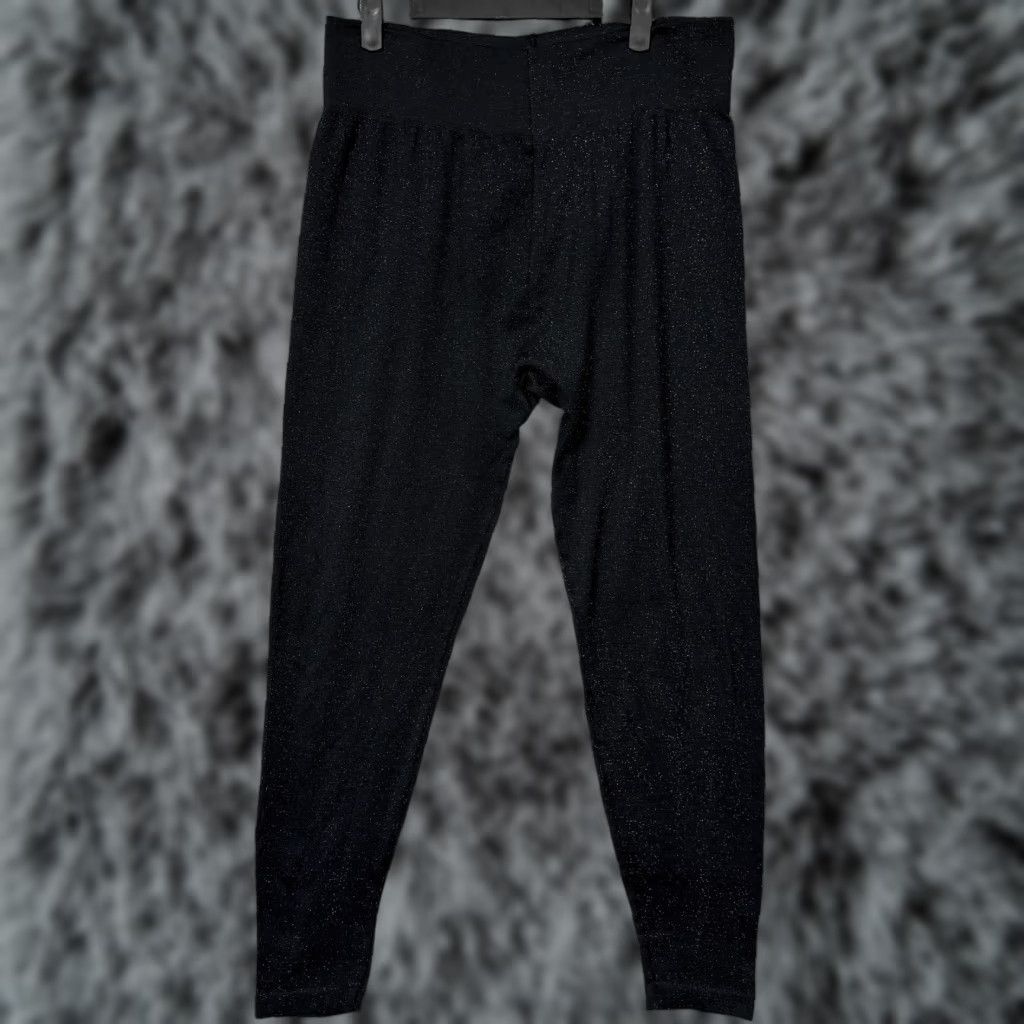 Vintage Maurices Leggings Juniors 3 Ankle Black Silver Metallic Shimmer Disco Goth Luxe Size 26" / US 2 / IT 38 - 1 Thumbnail