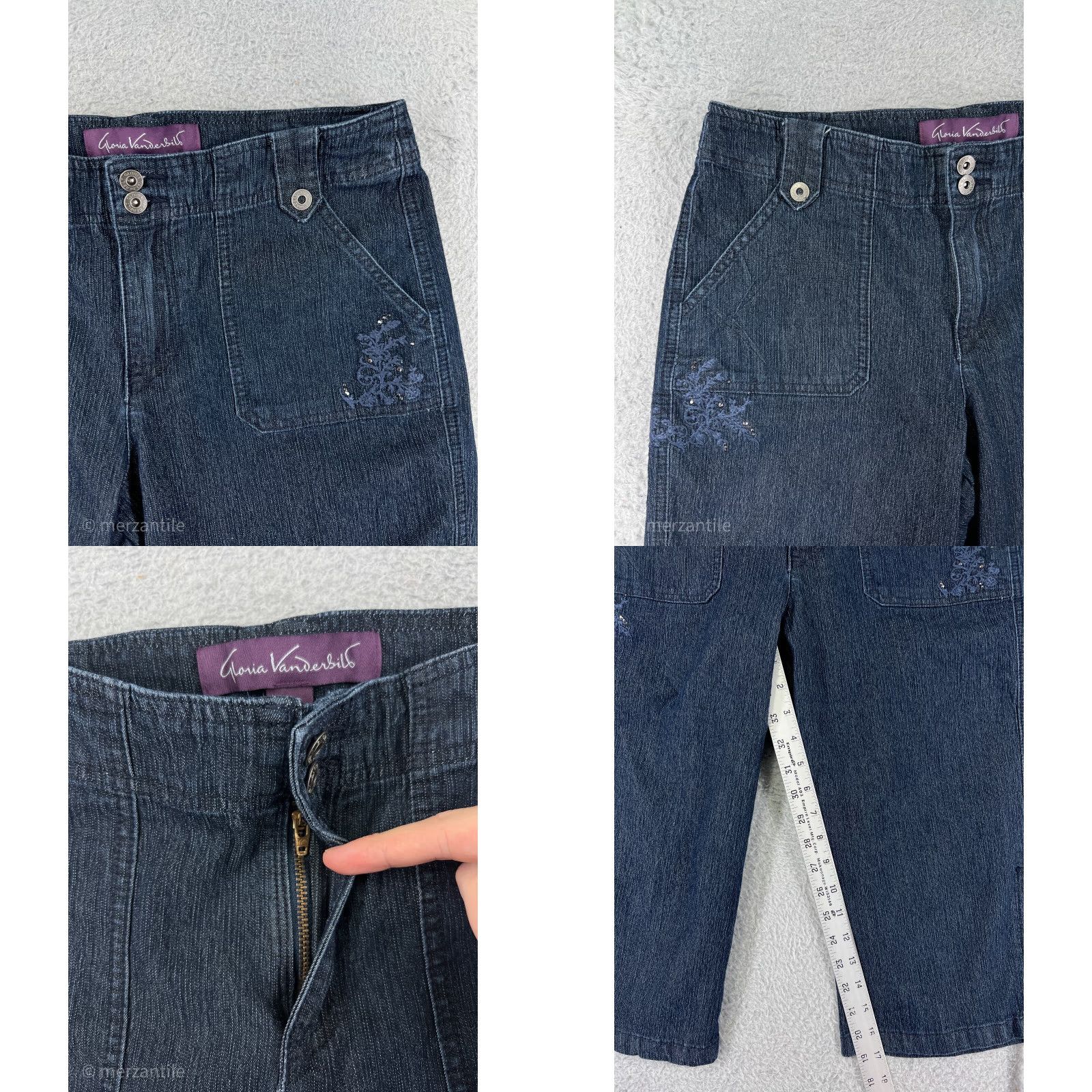 Vintage Buckle Shorts Womens 29 Blue Denim Capri Distressed Stretch 5-Pocket Casual Womens Size 29" - 8 Thumbnail
