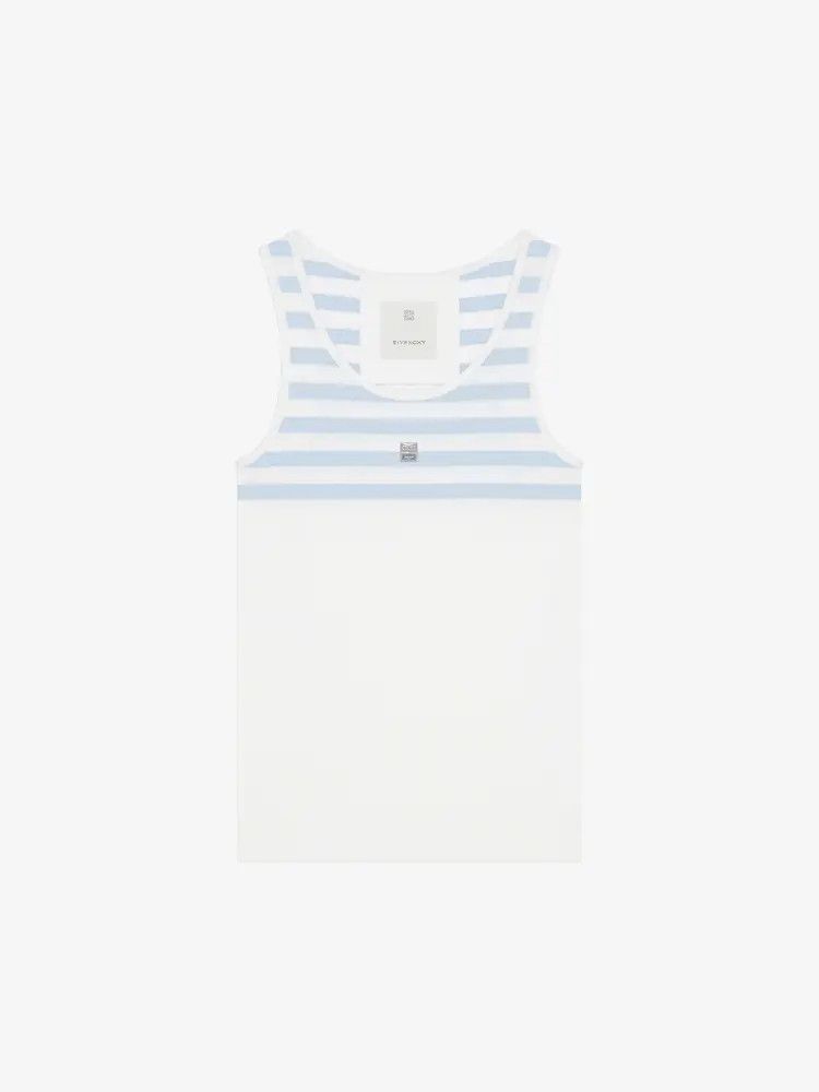 Givenchy o1srvl11e0725 4G Rib Tank Top in White/Blue Size S / US 4 / IT 40 - 1 Thumbnail