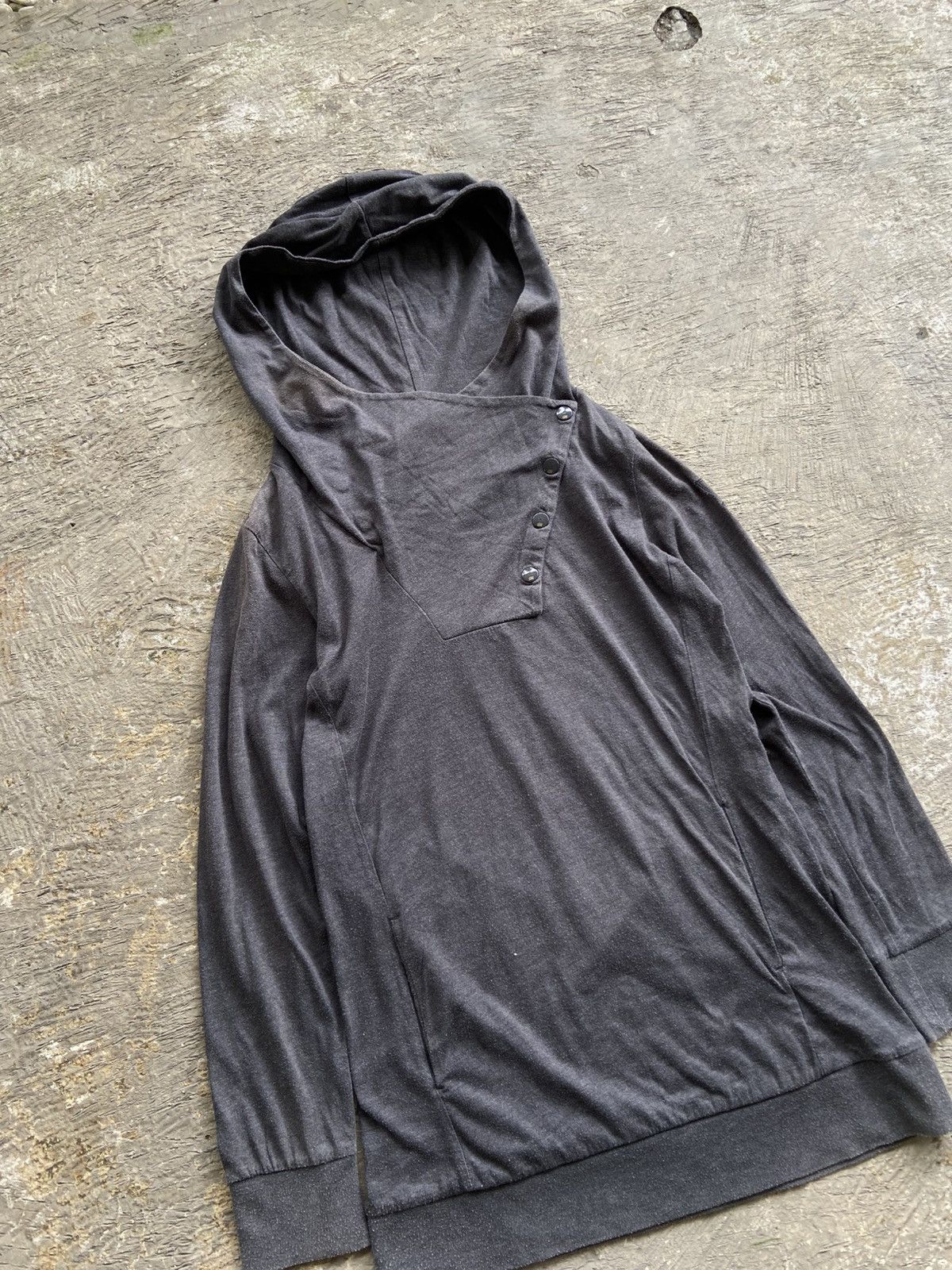 Japanese Brand 2000s DOHC - Rick Owens Style Asymmetrical Button Hoodie Size US M / EU 48-50 / 2 - 2 Thumbnail