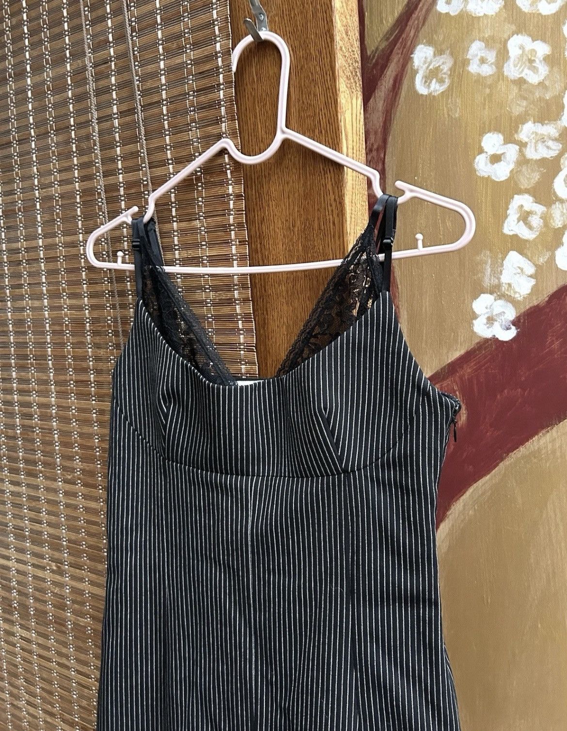 Alexander Wang Alexander Wang Pinstripe Slip Dress Lace Trim Bodycon Mini Size XS / US 0-2 / IT 36-38 - 5 Thumbnail