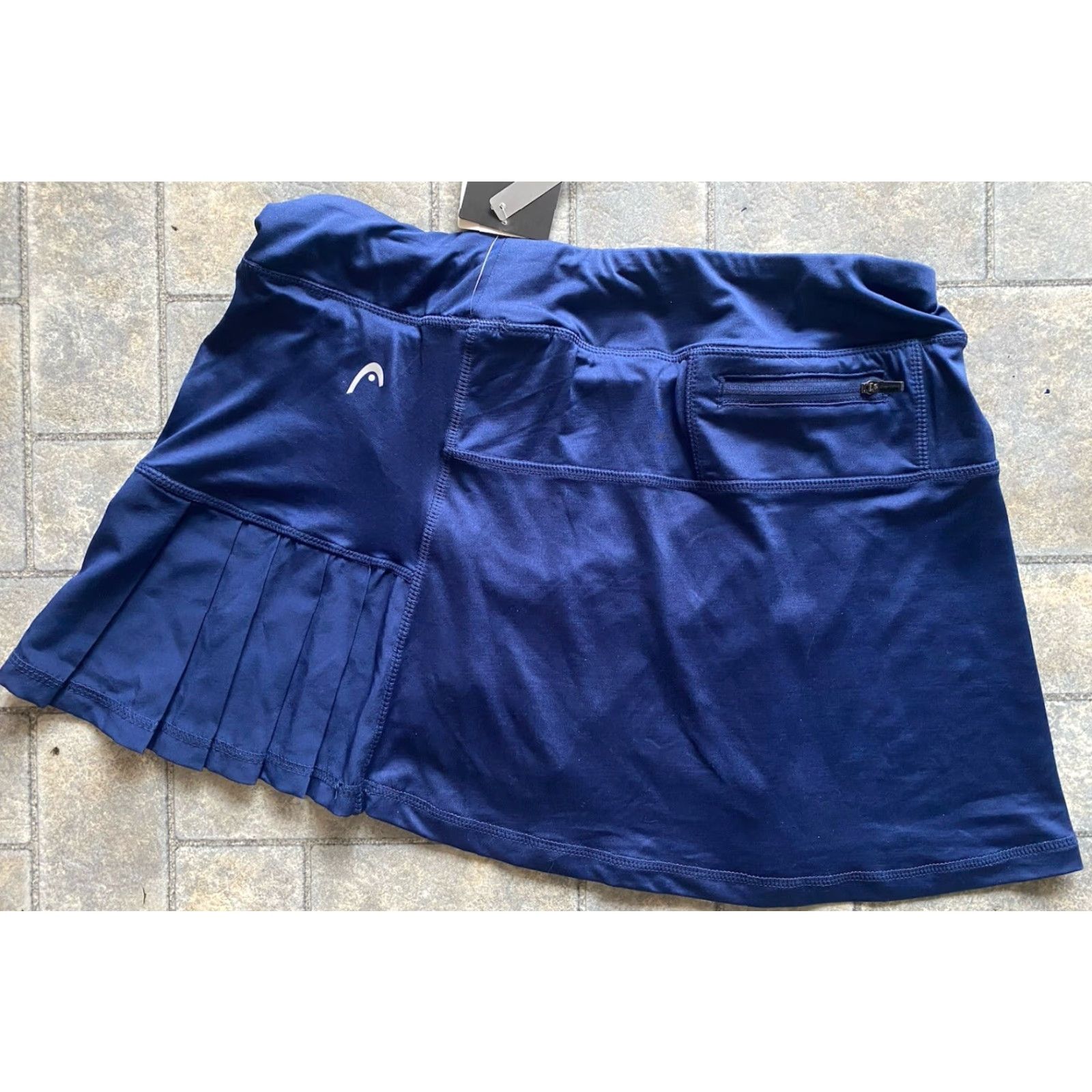 Vintage HEAD Pleated Skort Zipper Pocket MEDIUM Blue Tennis Golf Skirt NWT Womens M Size 32" / US 10 / IT 46 - 2 Thumbnail
