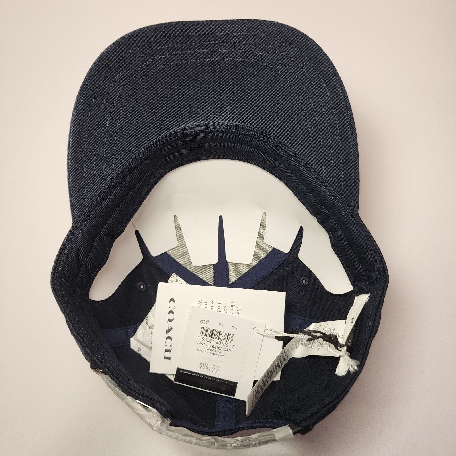 Coach COACH CB698 Varsity C Strapback Baseball Cap Navy Size M/L Size ONE SIZE - 5 Thumbnail