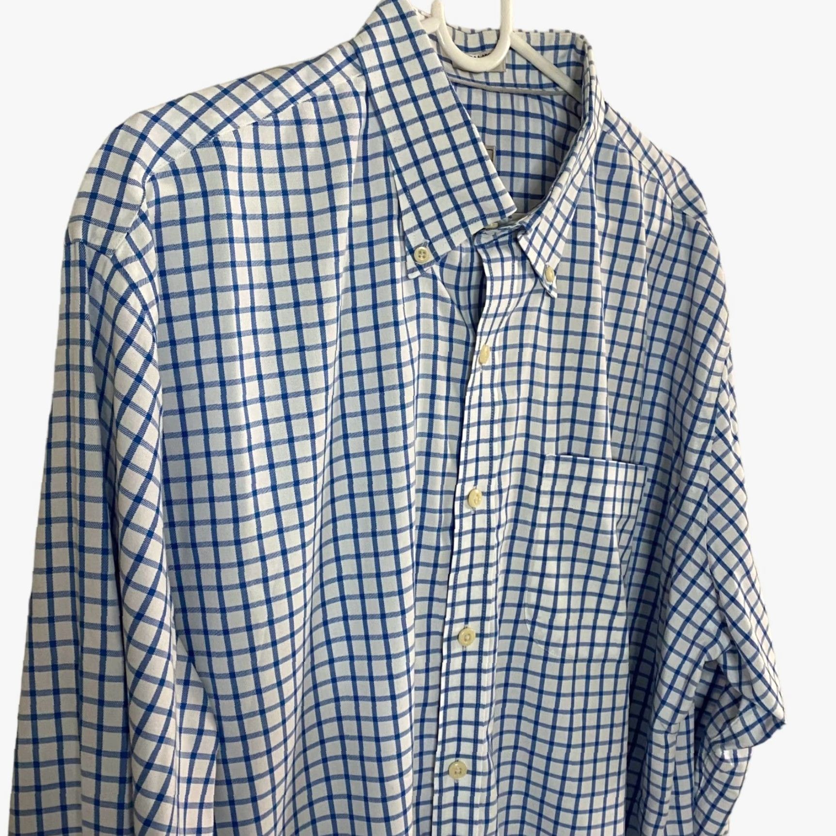 Peter Millar VINTAGE Peter Millar Nanoluxe Button-Down Shirt Mens Large Blue Check Long Sleeve Cotton Size US L / EU 52-54 / 3 - 4 Thumbnail