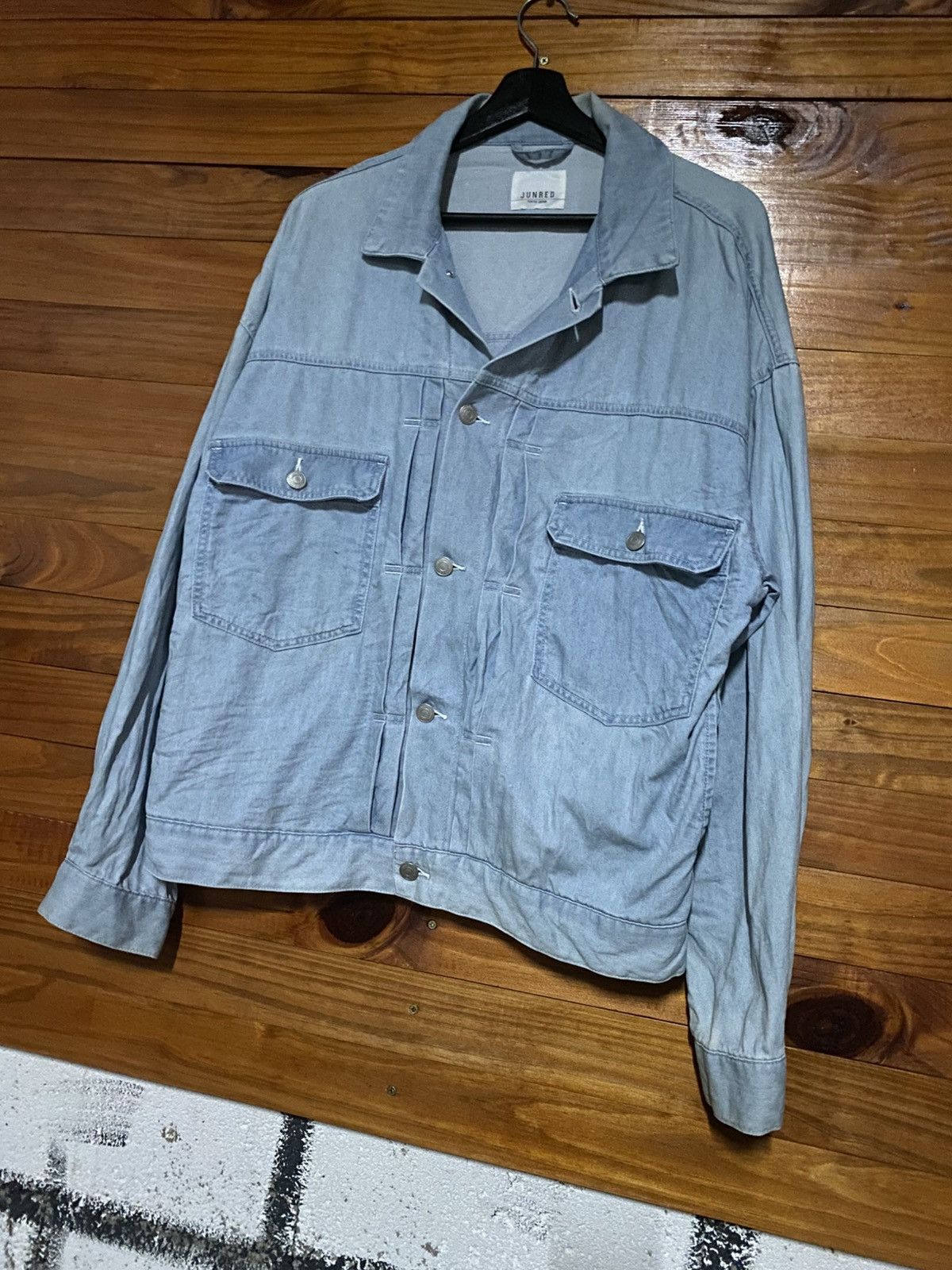 JUN MEN JunRed Light Wash Denim Jacket – Japanese Oversized Boxy Fit Size US M / EU 48-50 / 2 - 4 Thumbnail
