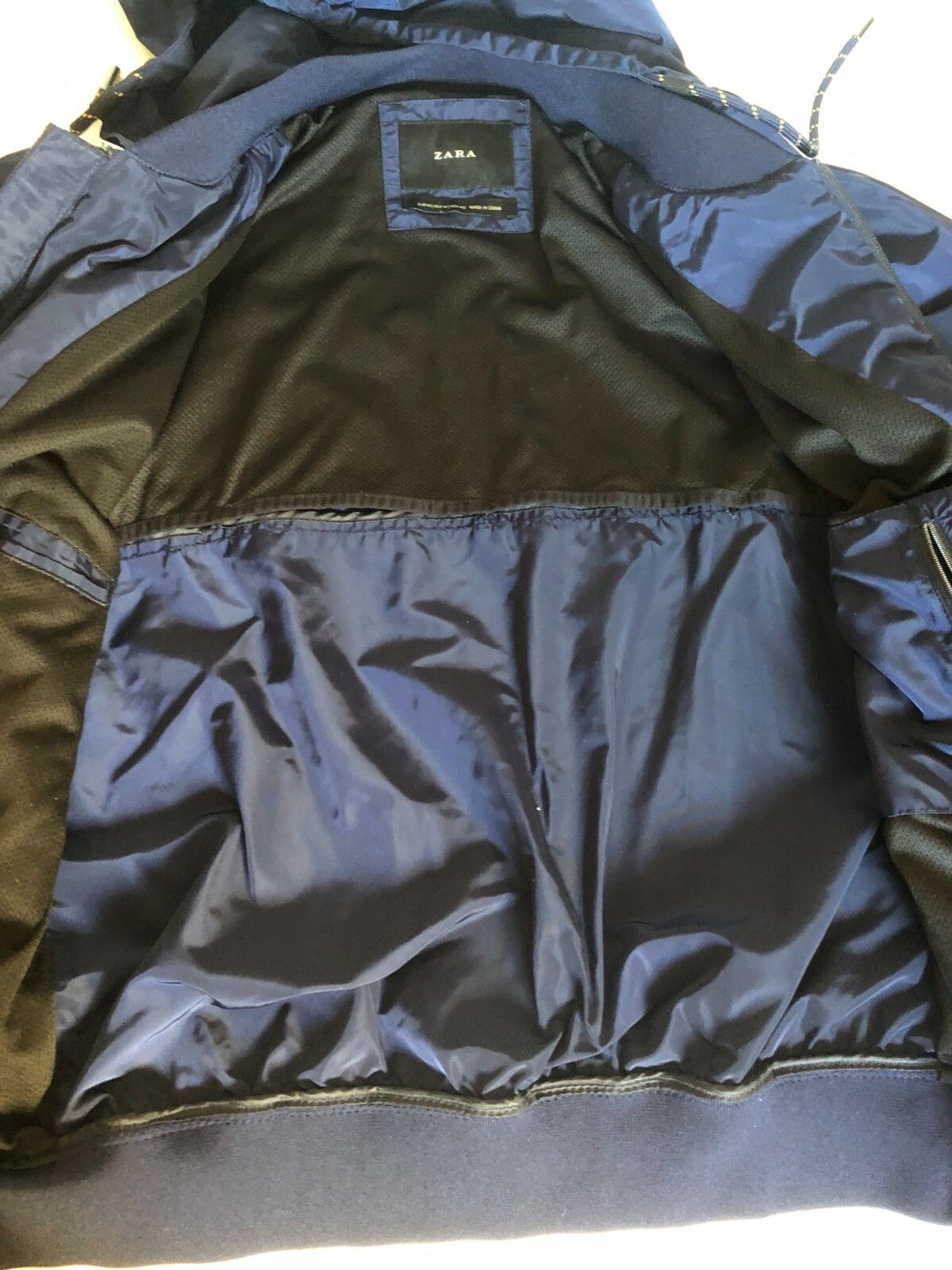 Zara Zara Man Navy Zip Hooded Bomber Nylon Lined Jacket M EU Size US M / EU 48-50 / 2 - 6 Thumbnail