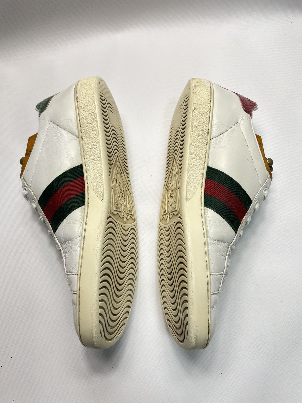 Gucci Gucci Ace Bee Embroidered Web White Leather Trainer Size US 8 / EU 41 - 4 Thumbnail