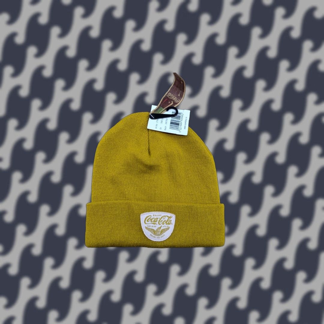 Vintage Coca-Cola Yellow Beanie Hat One Size Stretch Unisex Adults Acrylic Knit Size ONE SIZE - 1 Thumbnail