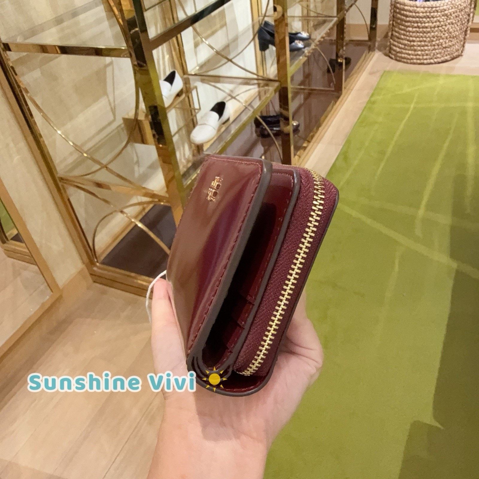 Tory Burch NWT Tory Burch Emerson Patent Leather Wallet Royal Burgundy Size ONE SIZE - 3 Thumbnail