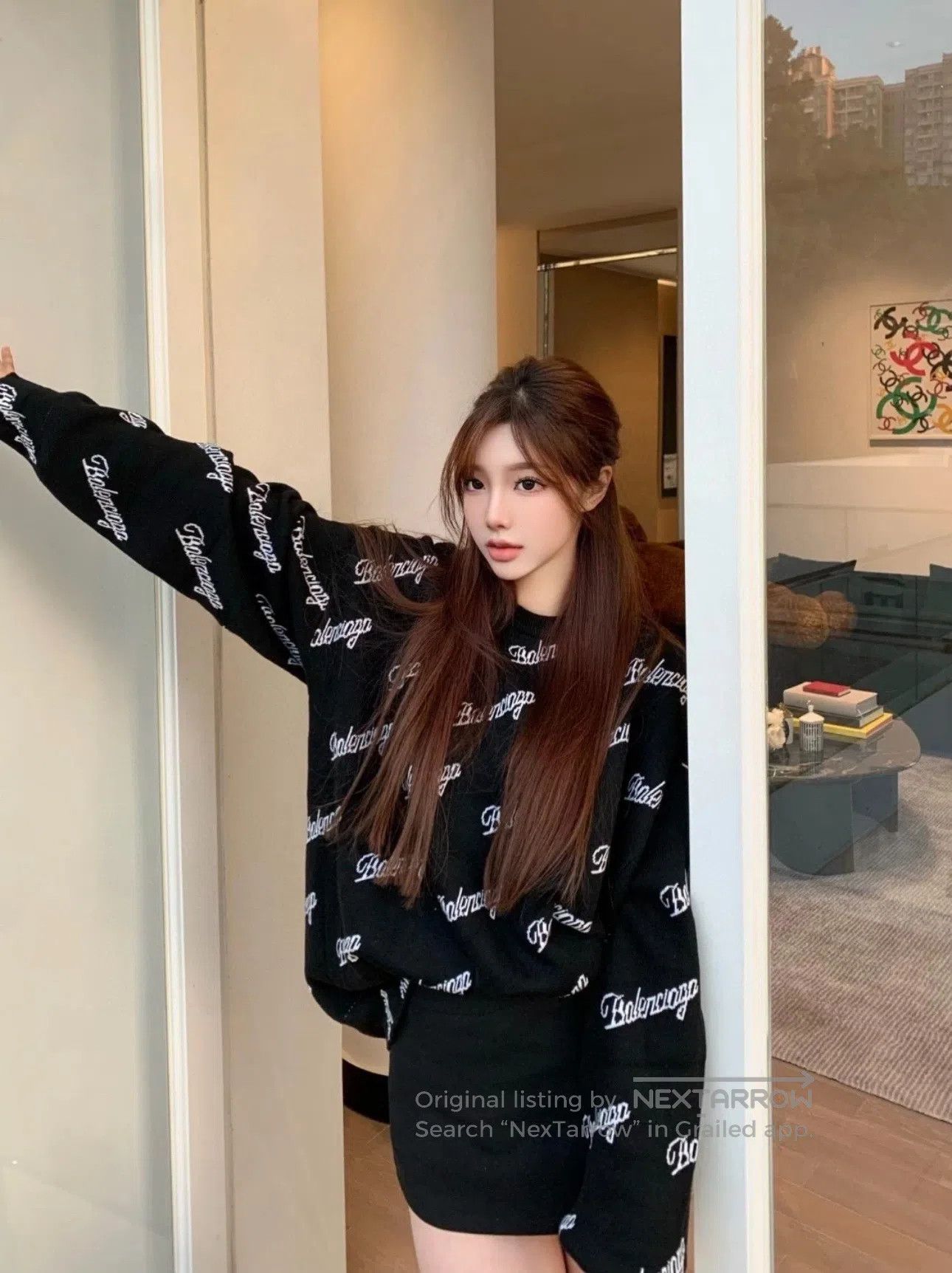 Balenciaga Balenciaga Black Script Letter Knit Sweater| Size XS / US 0-2 / IT 36-38 - 7 Thumbnail