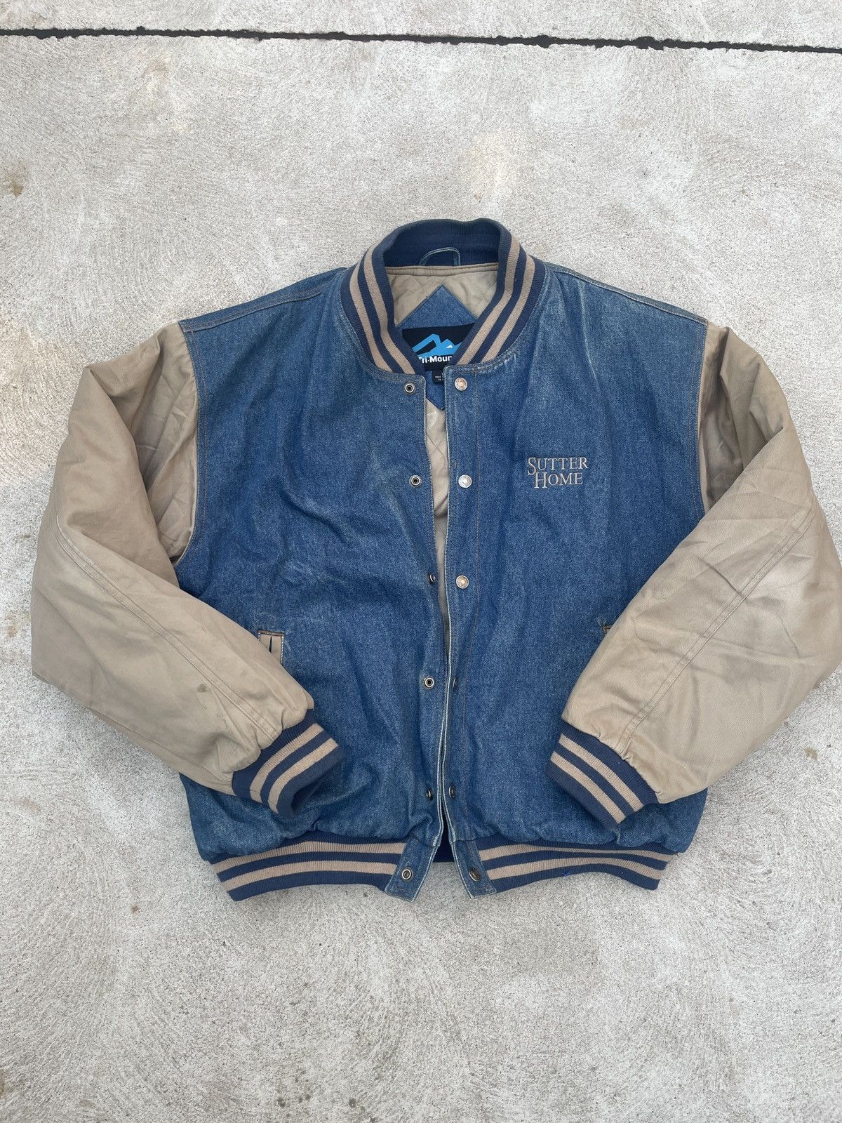 Vintage Vintage 90s Navy Blue Varsity Jacket Size US L / EU 52-54 / 3 - 1 Thumbnail