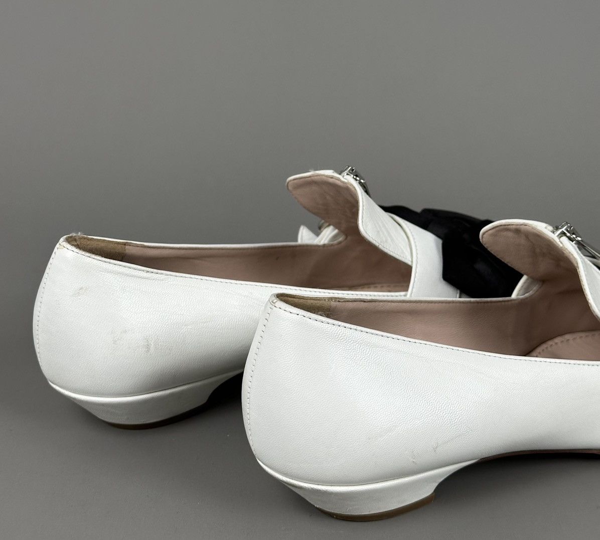 Miu Miu Miu Miu - Ballerinas Bow / Front Zipped Flats White Leather Size US 7 / IT 37 - 8 Thumbnail
