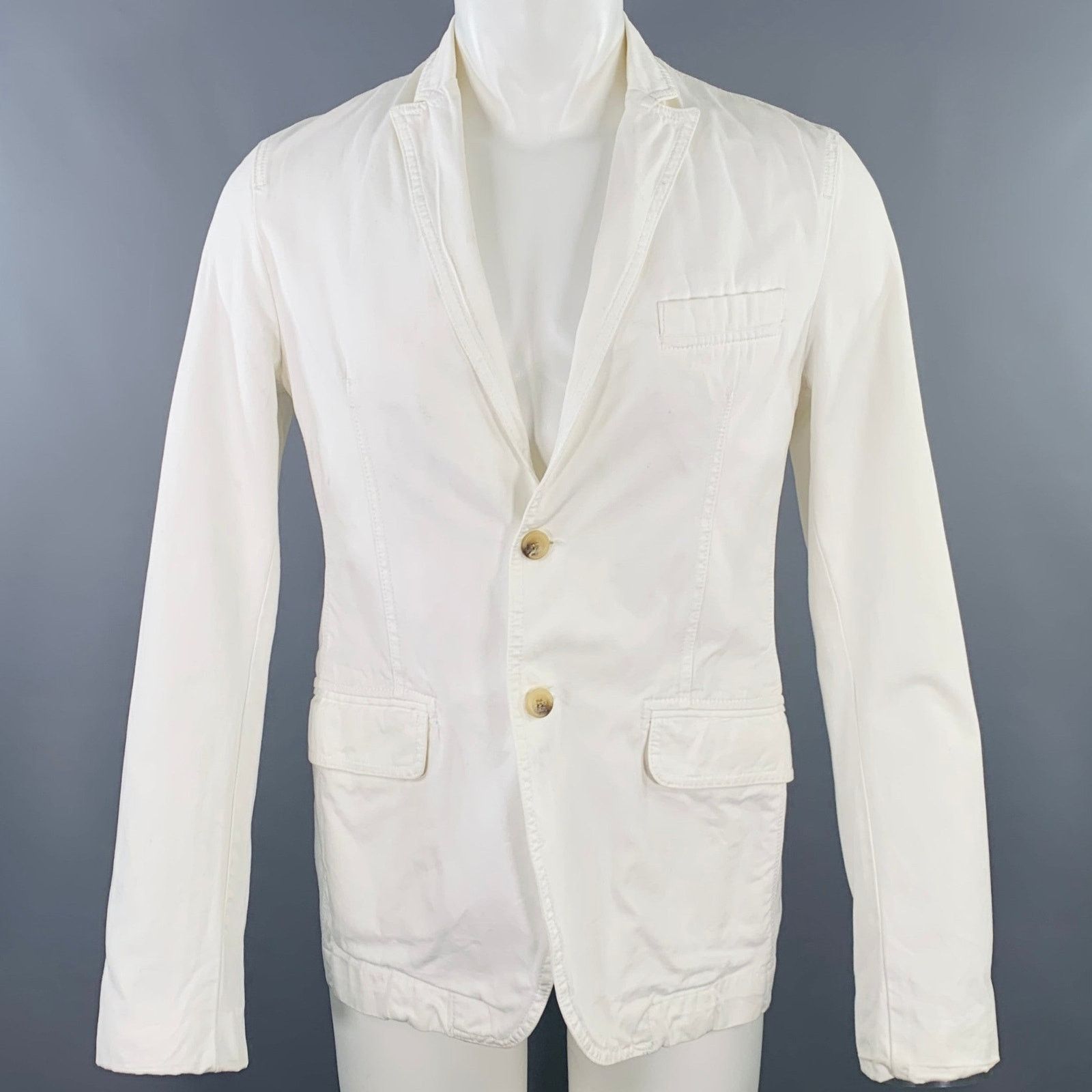 Dolce & Gabbana Size 38 White Cotton Peak Lapel Jacket Size US M / EU 48-50 / 2 - 1 Thumbnail